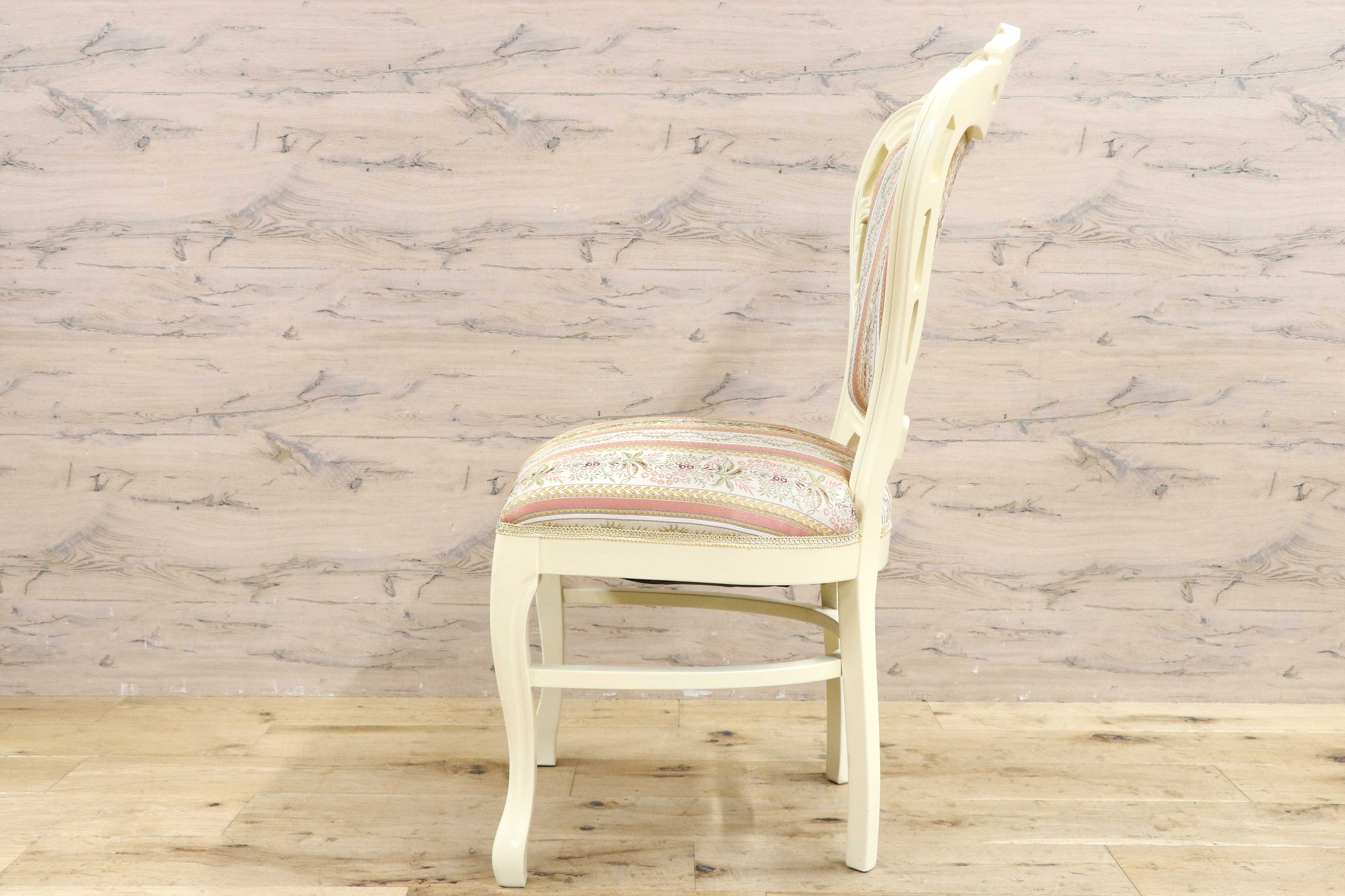 GMIS418K○ダイニングチェア アームレスチェア 椅子 木製 ファブリック ドレッサー 猫脚 ヨーロピアン ロココ アンティーク調