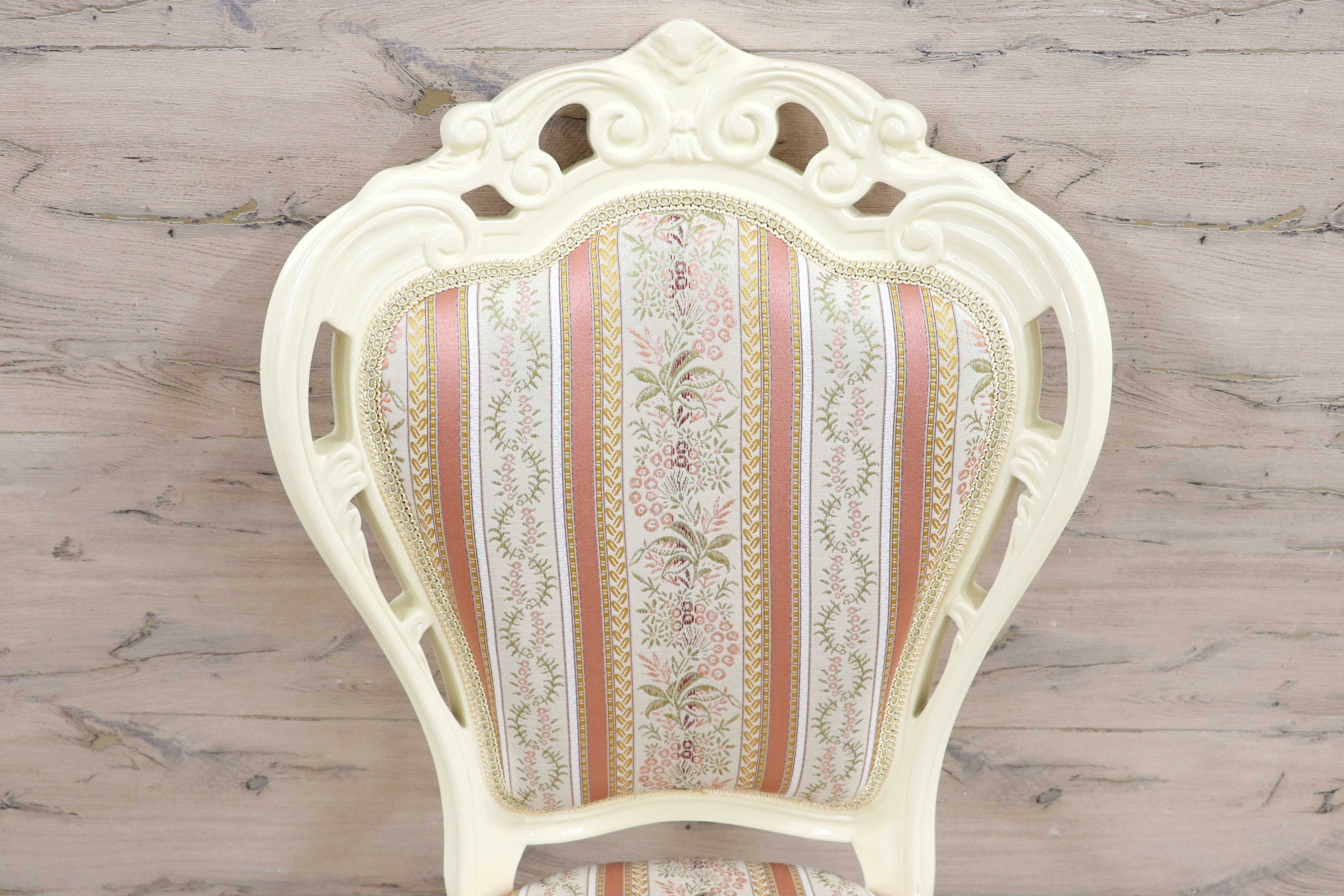 GMIS418K○ダイニングチェア アームレスチェア 椅子 木製 ファブリック ドレッサー 猫脚 ヨーロピアン ロココ アンティーク調