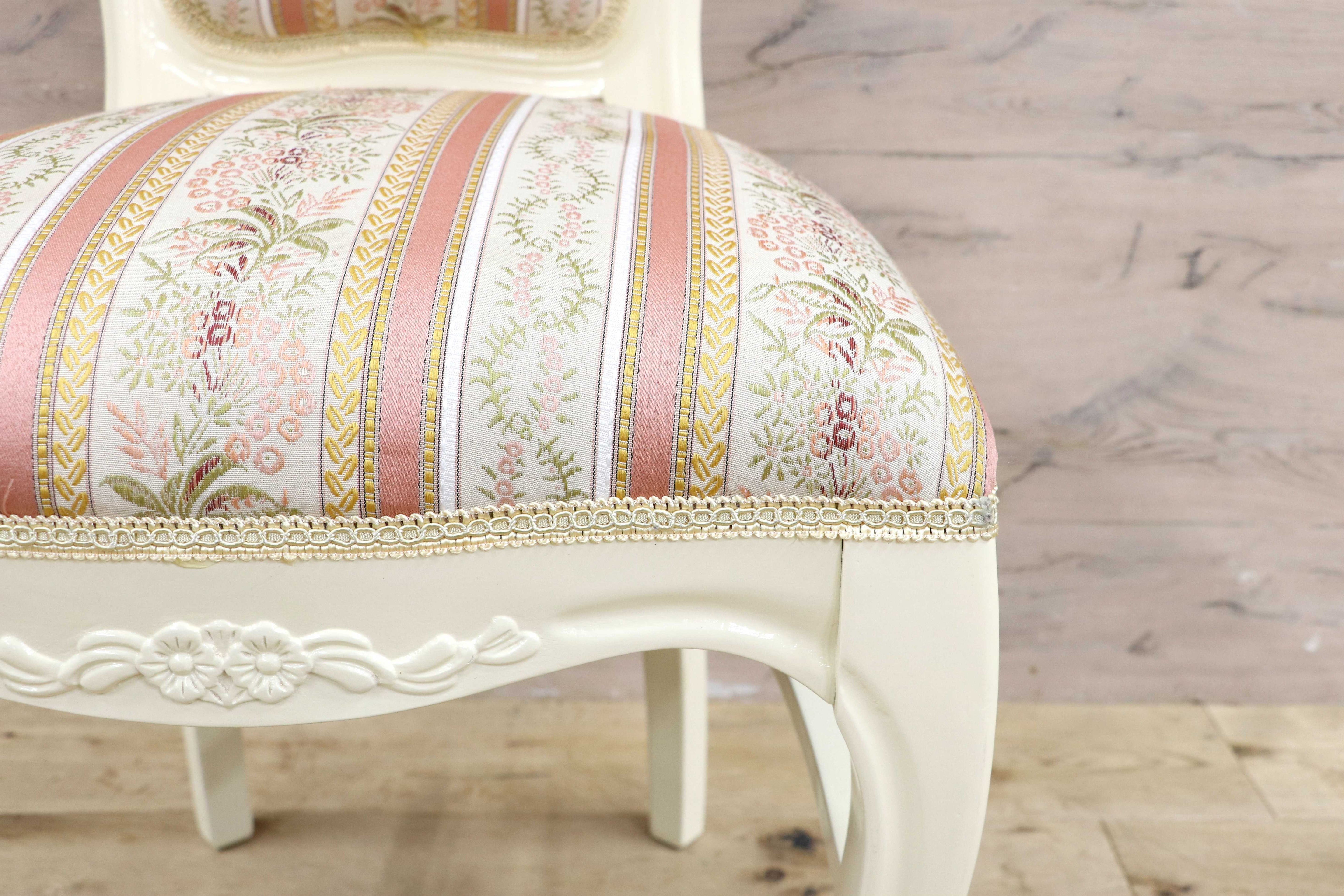 GMIS418K○ダイニングチェア アームレスチェア 椅子 木製 ファブリック ドレッサー 猫脚 ヨーロピアン ロココ アンティーク調