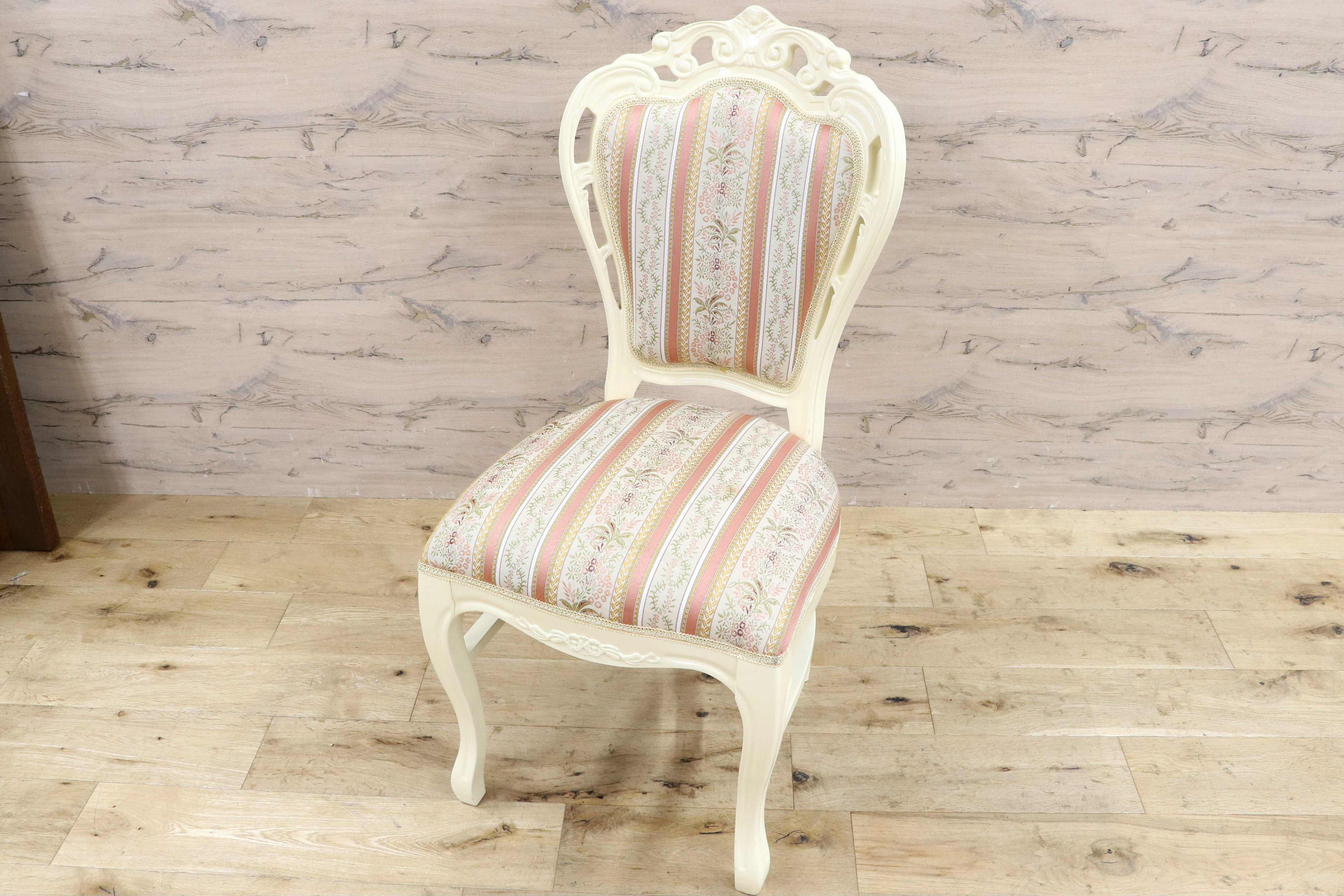 GMIS418K○ダイニングチェア アームレスチェア 椅子 木製 ファブリック ドレッサー 猫脚 ヨーロピアン ロココ アンティーク調