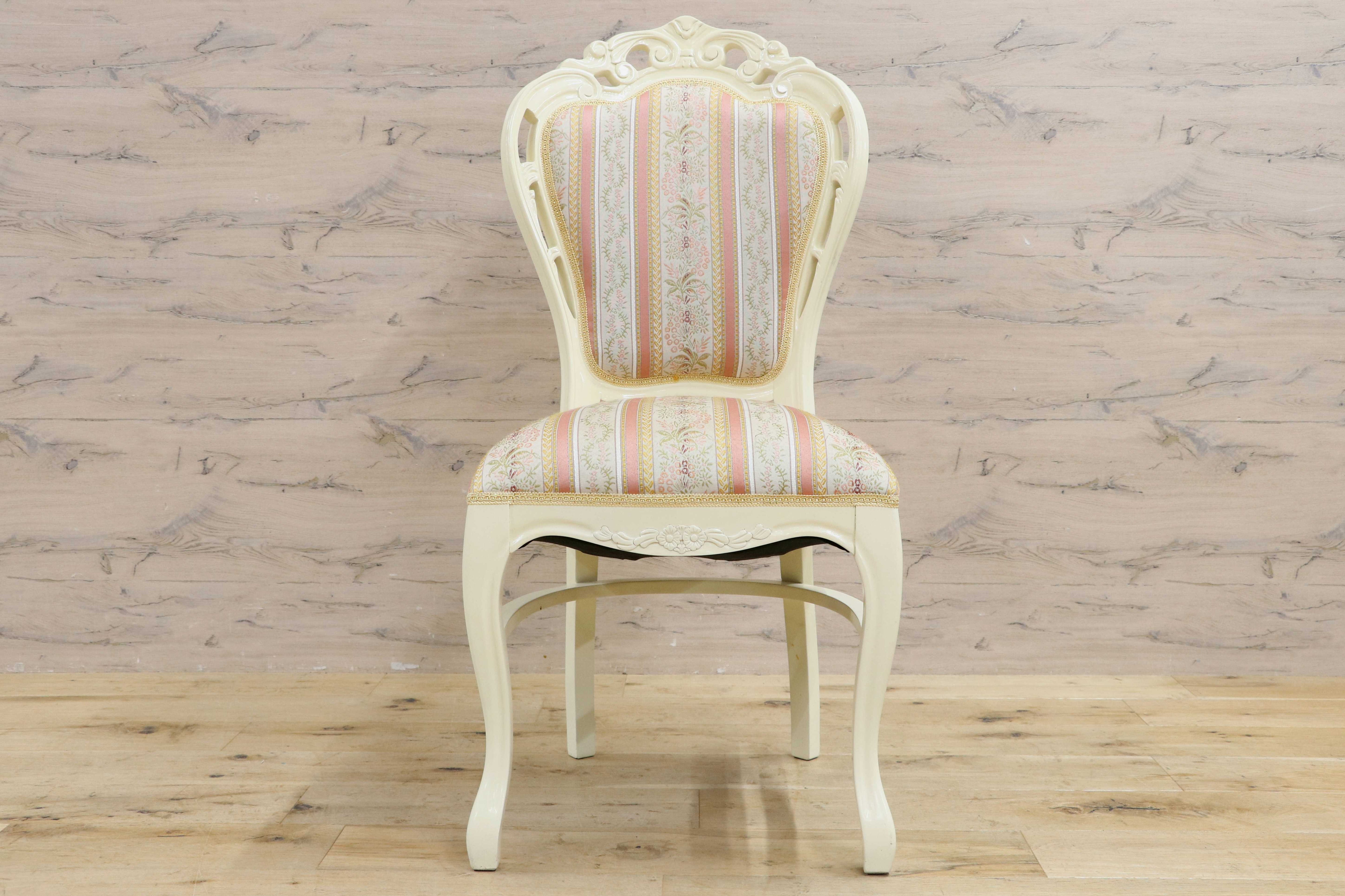 GMIS418L○ダイニングチェア アームレスチェア 椅子 木製 ファブリック ドレッサー 猫脚 ヨーロピアン ロココ アンティーク調