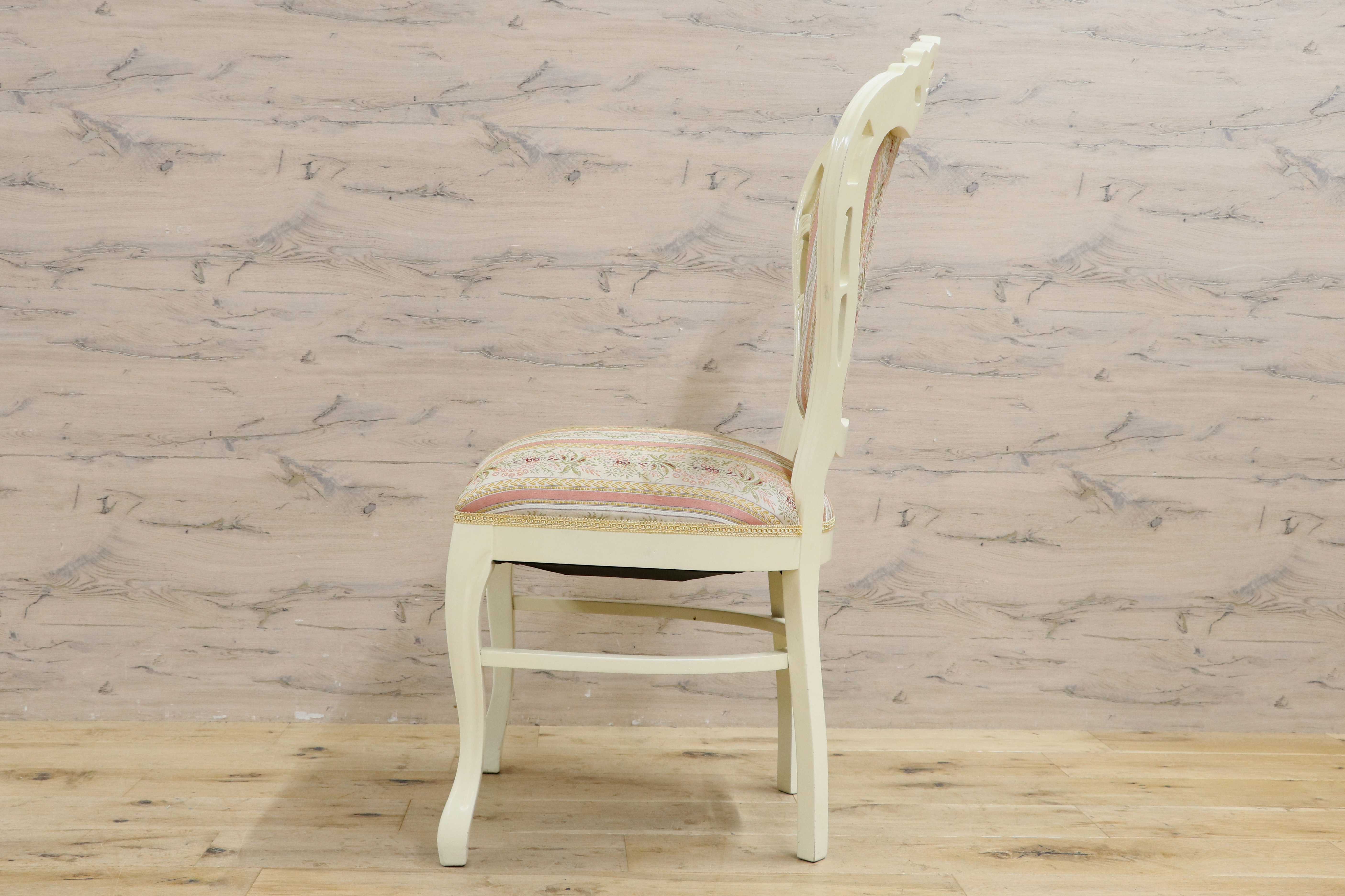 GMIS418L○ダイニングチェア アームレスチェア 椅子 木製 ファブリック ドレッサー 猫脚 ヨーロピアン ロココ アンティーク調