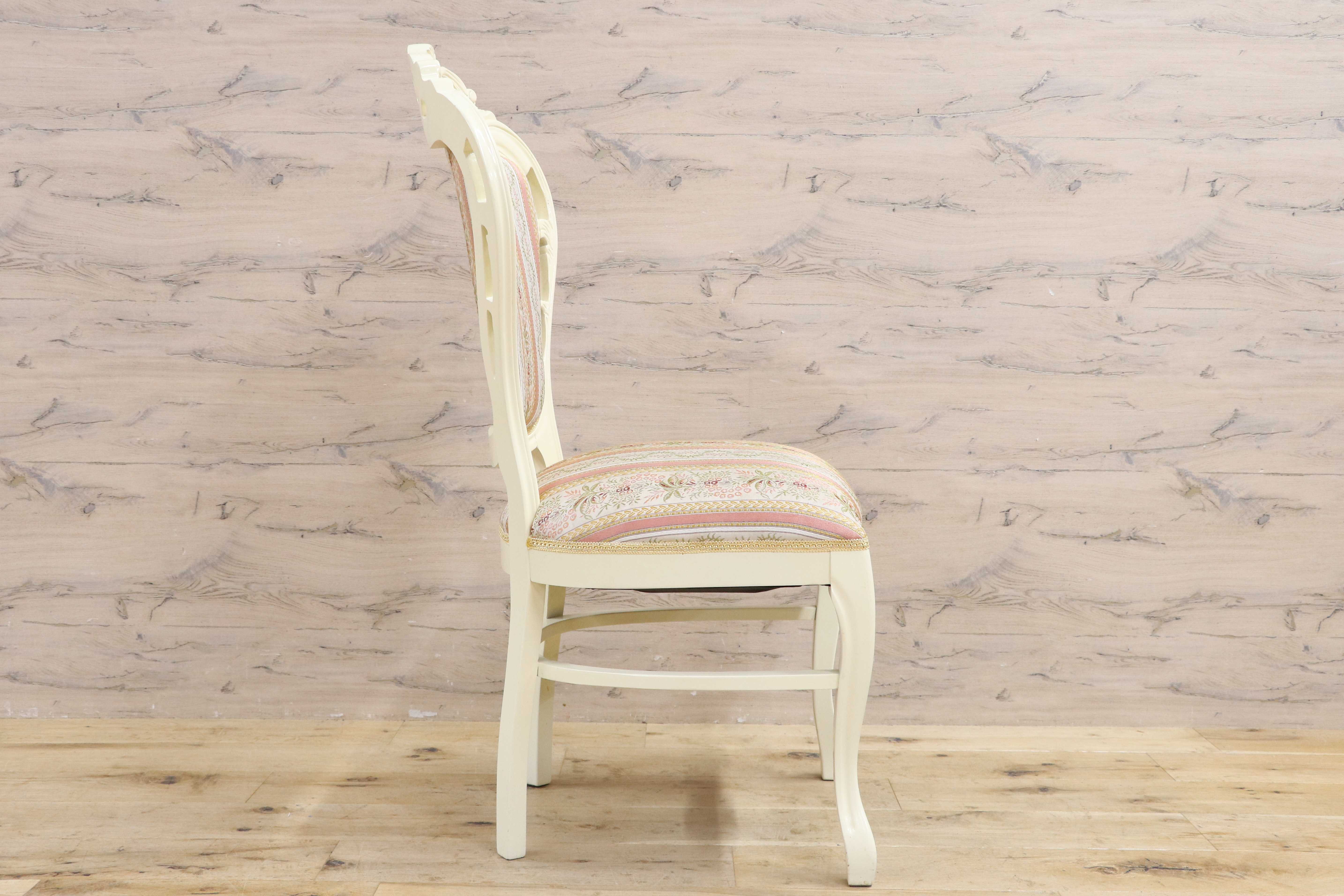 GMIS418L○ダイニングチェア アームレスチェア 椅子 木製 ファブリック ドレッサー 猫脚 ヨーロピアン ロココ アンティーク調