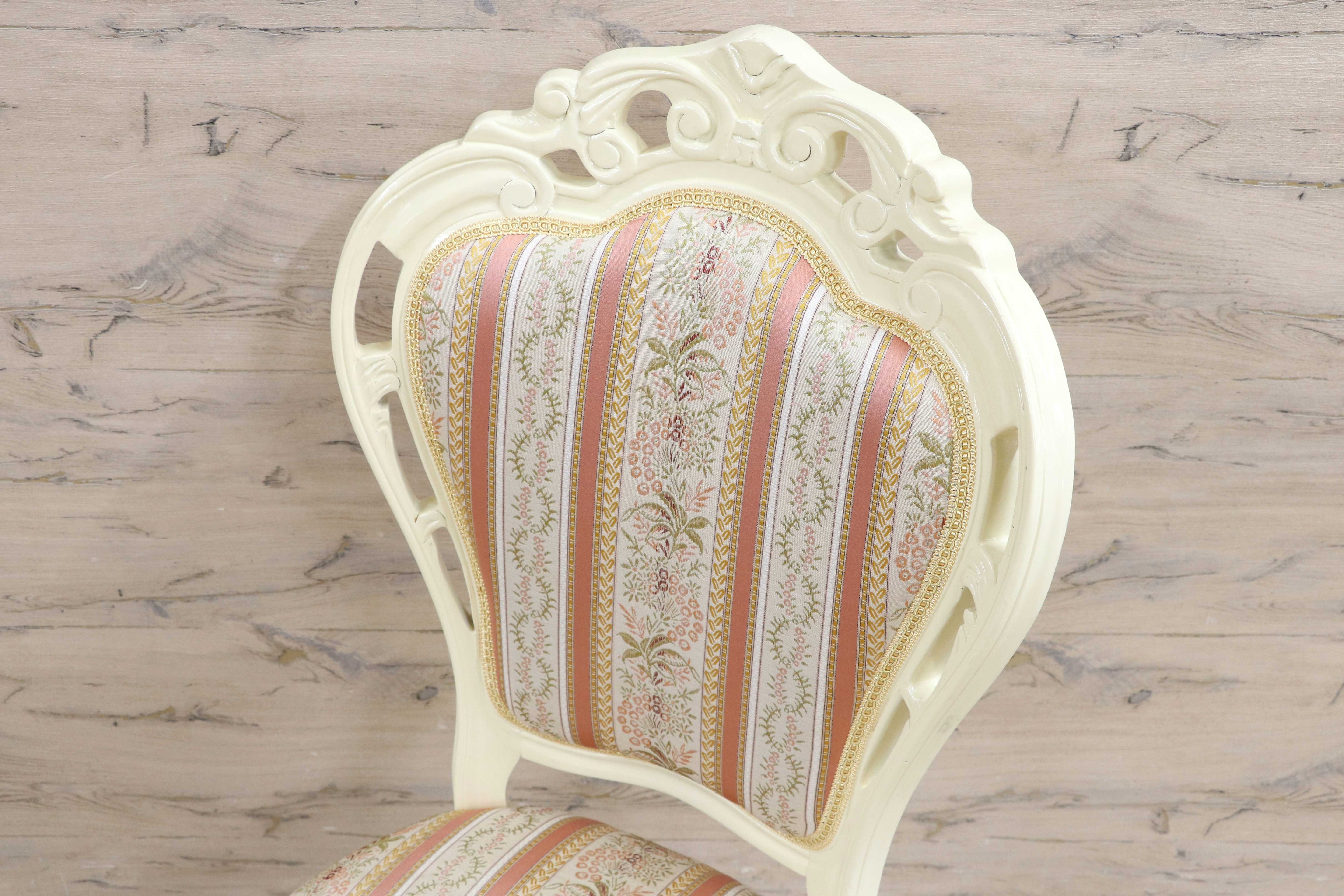 GMIS418L○ダイニングチェア アームレスチェア 椅子 木製 ファブリック ドレッサー 猫脚 ヨーロピアン ロココ アンティーク調