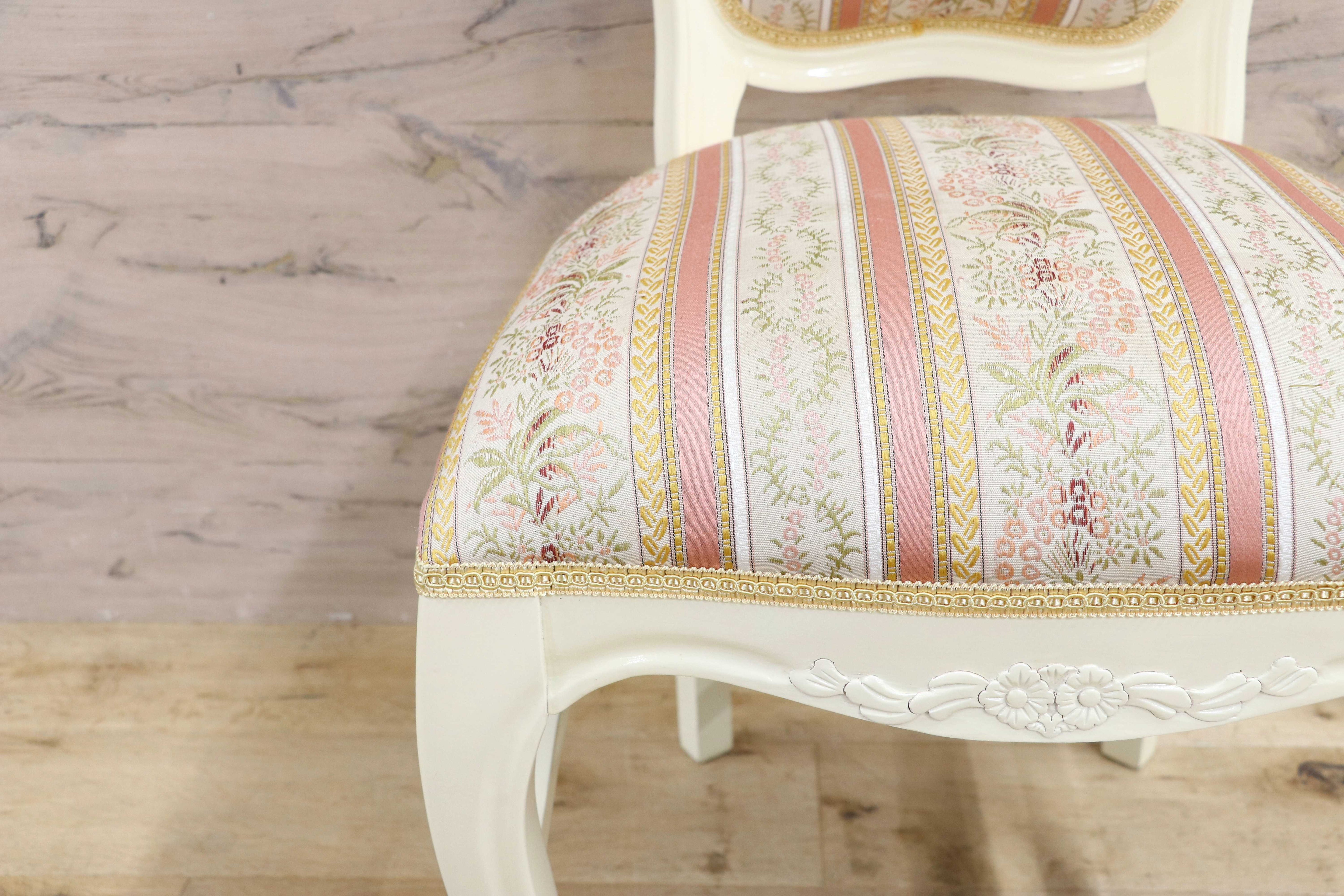 GMIS418L○ダイニングチェア アームレスチェア 椅子 木製 ファブリック ドレッサー 猫脚 ヨーロピアン ロココ アンティーク調