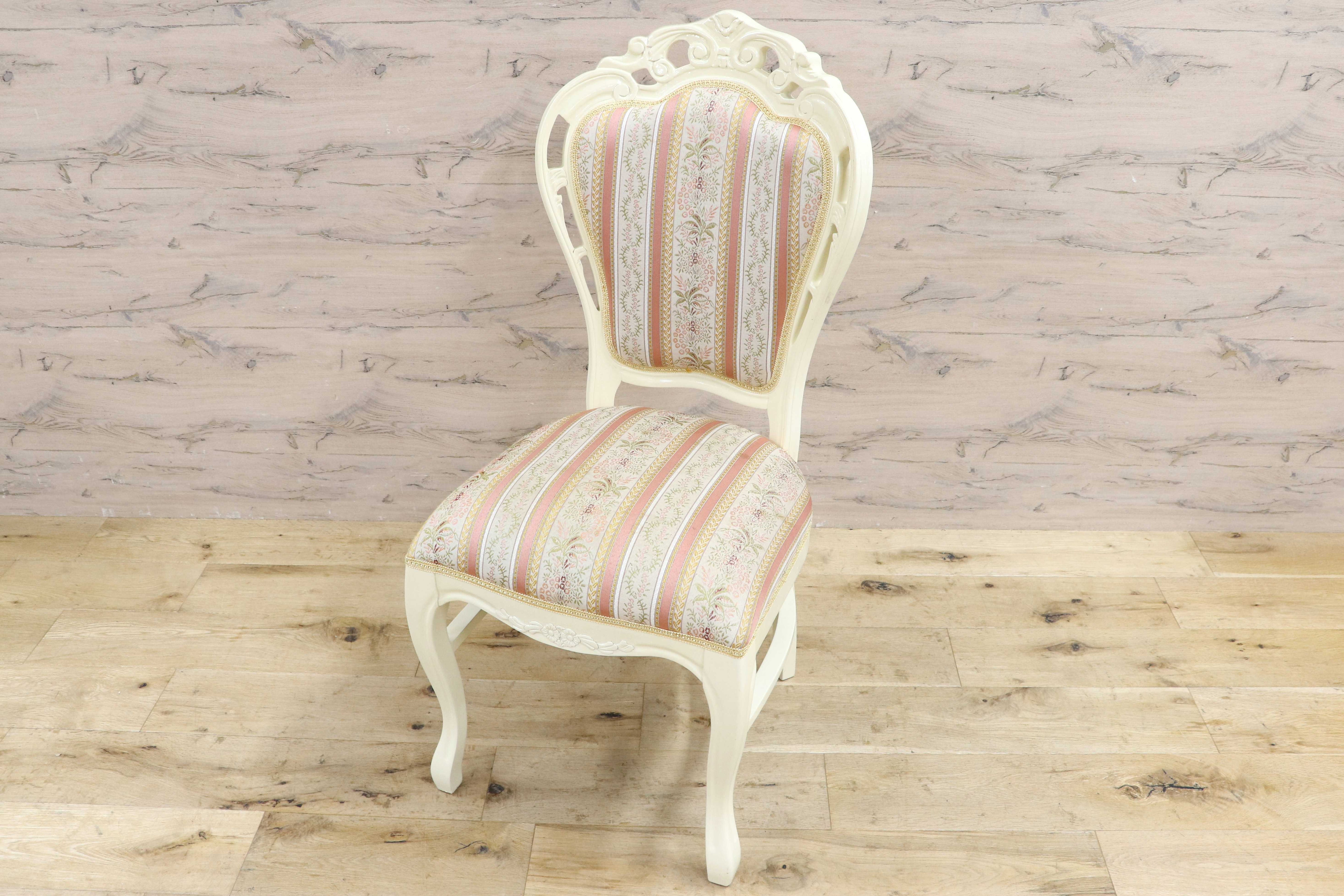 GMIS418L○ダイニングチェア アームレスチェア 椅子 木製 ファブリック ドレッサー 猫脚 ヨーロピアン ロココ アンティーク調