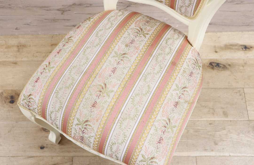 GMIS418L○ダイニングチェア アームレスチェア 椅子 木製 ファブリック ドレッサー 猫脚 ヨーロピアン ロココ アンティーク調