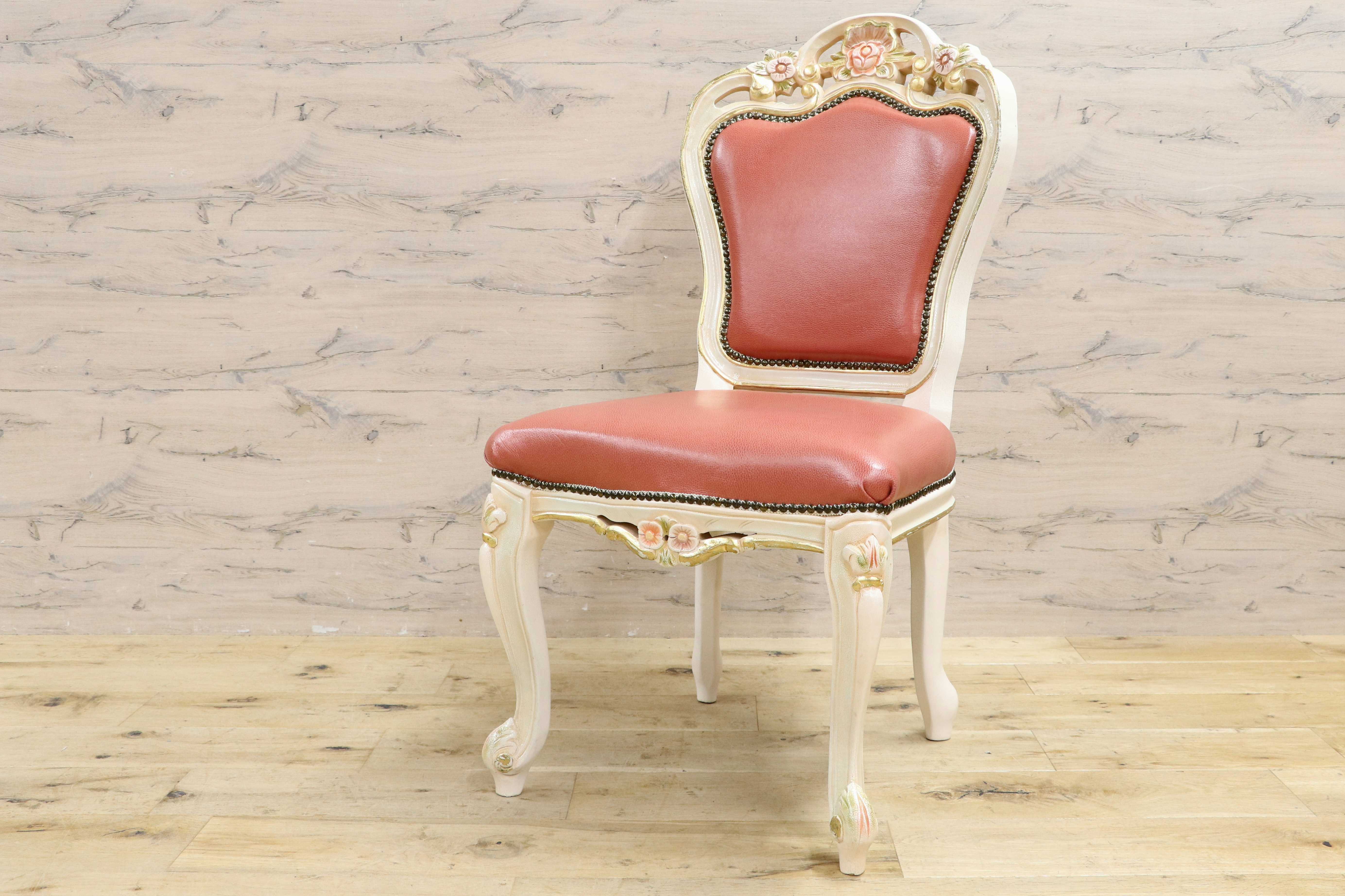 GMIS421C○ダイニングチェア アームレスチェア 椅子 木製 ドレッサー 猫脚 ヨーロピアン ロココ アンティーク調