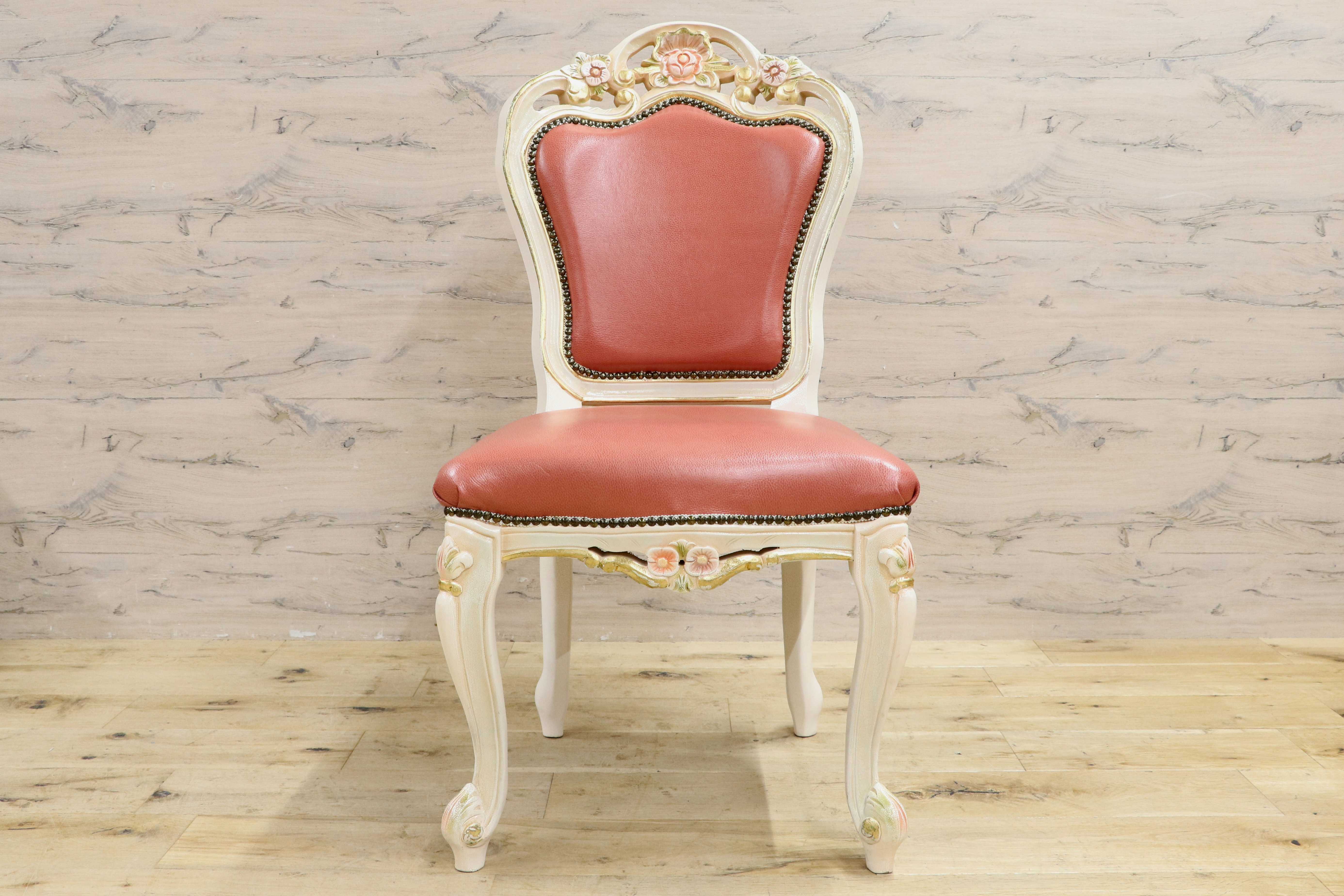 GMIS421C○ダイニングチェア アームレスチェア 椅子 木製 ドレッサー 猫脚 ヨーロピアン ロココ アンティーク調