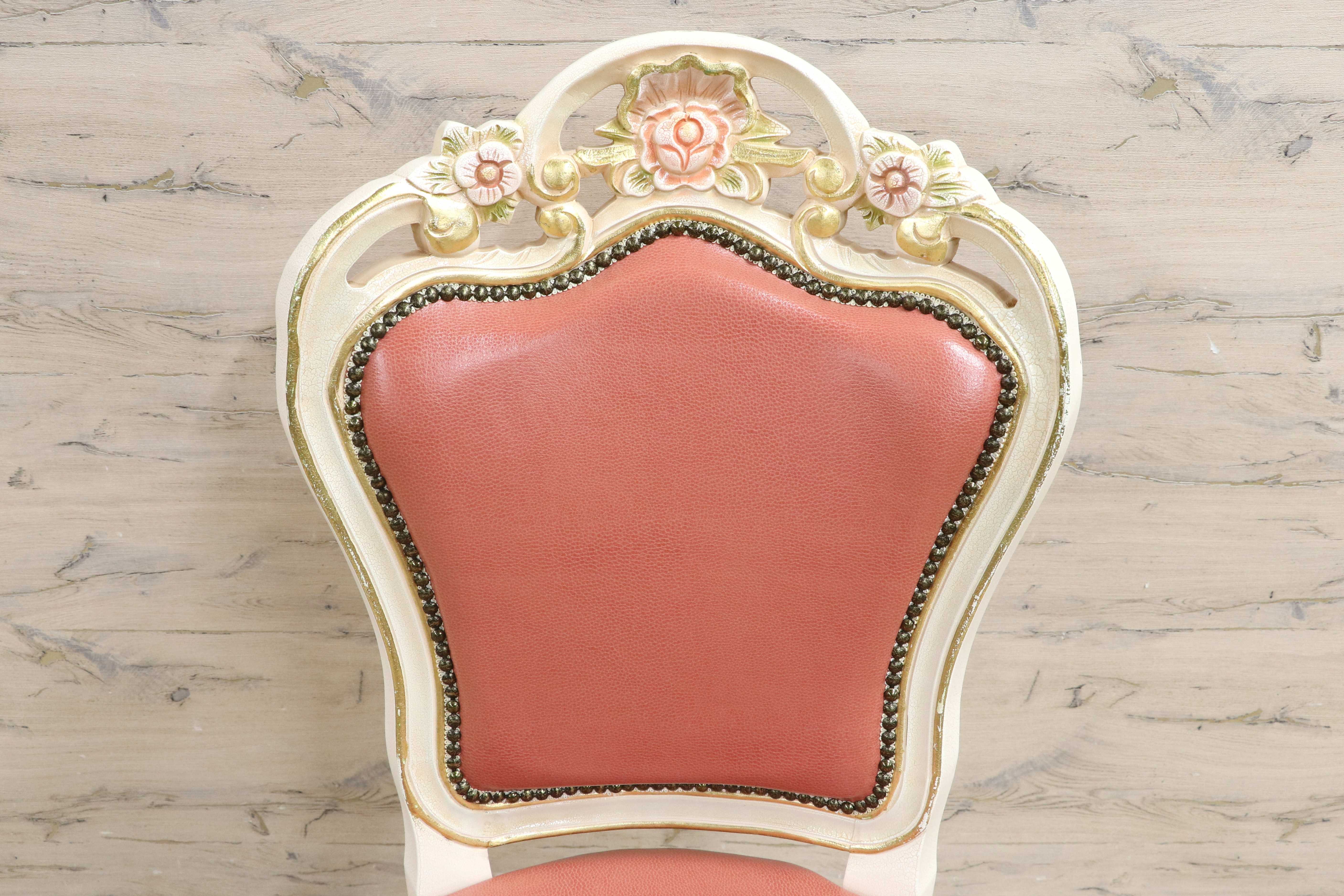 GMIS421C○ダイニングチェア アームレスチェア 椅子 木製 ドレッサー 猫脚 ヨーロピアン ロココ アンティーク調