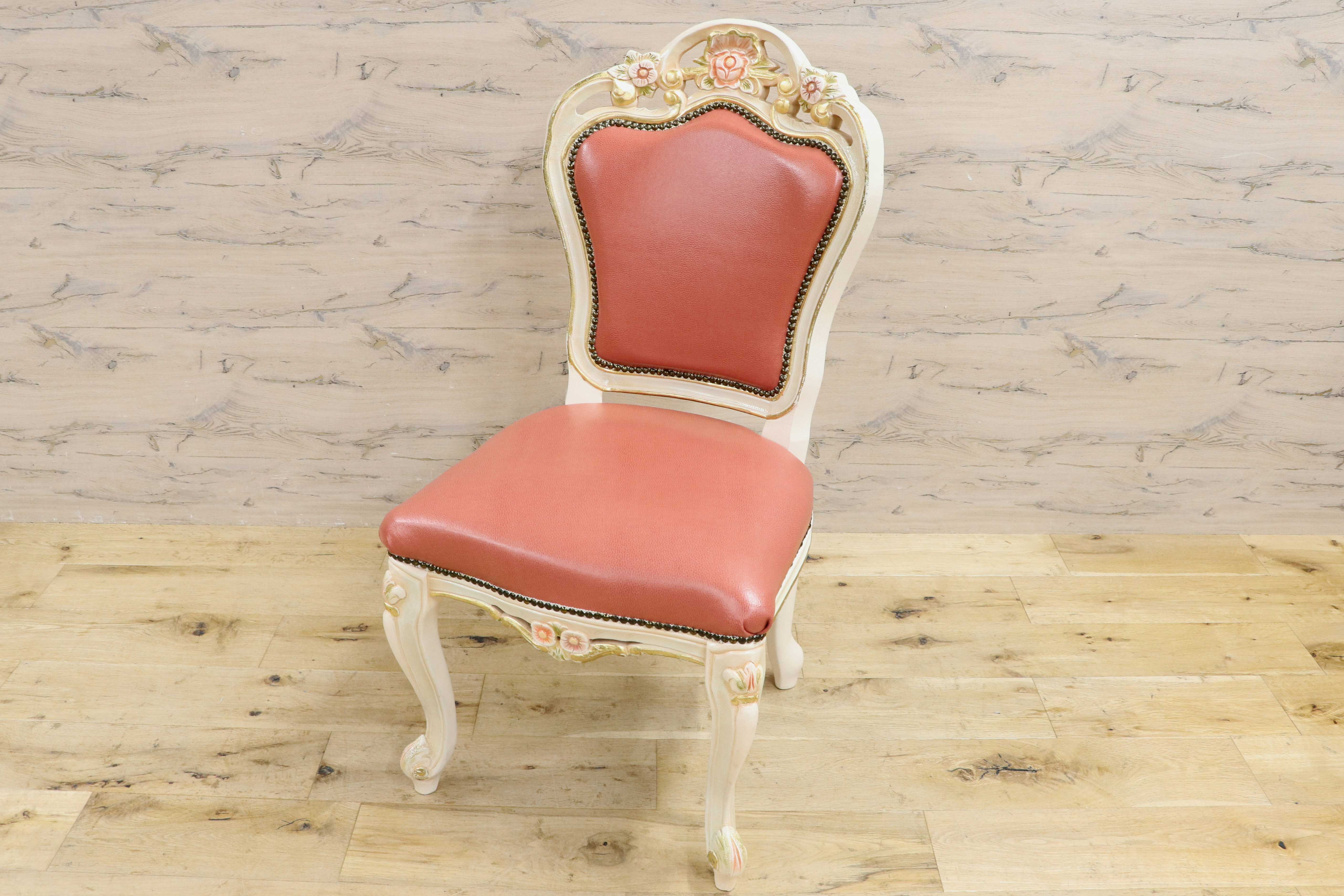 GMIS421C○ダイニングチェア アームレスチェア 椅子 木製 ドレッサー 猫脚 ヨーロピアン ロココ アンティーク調