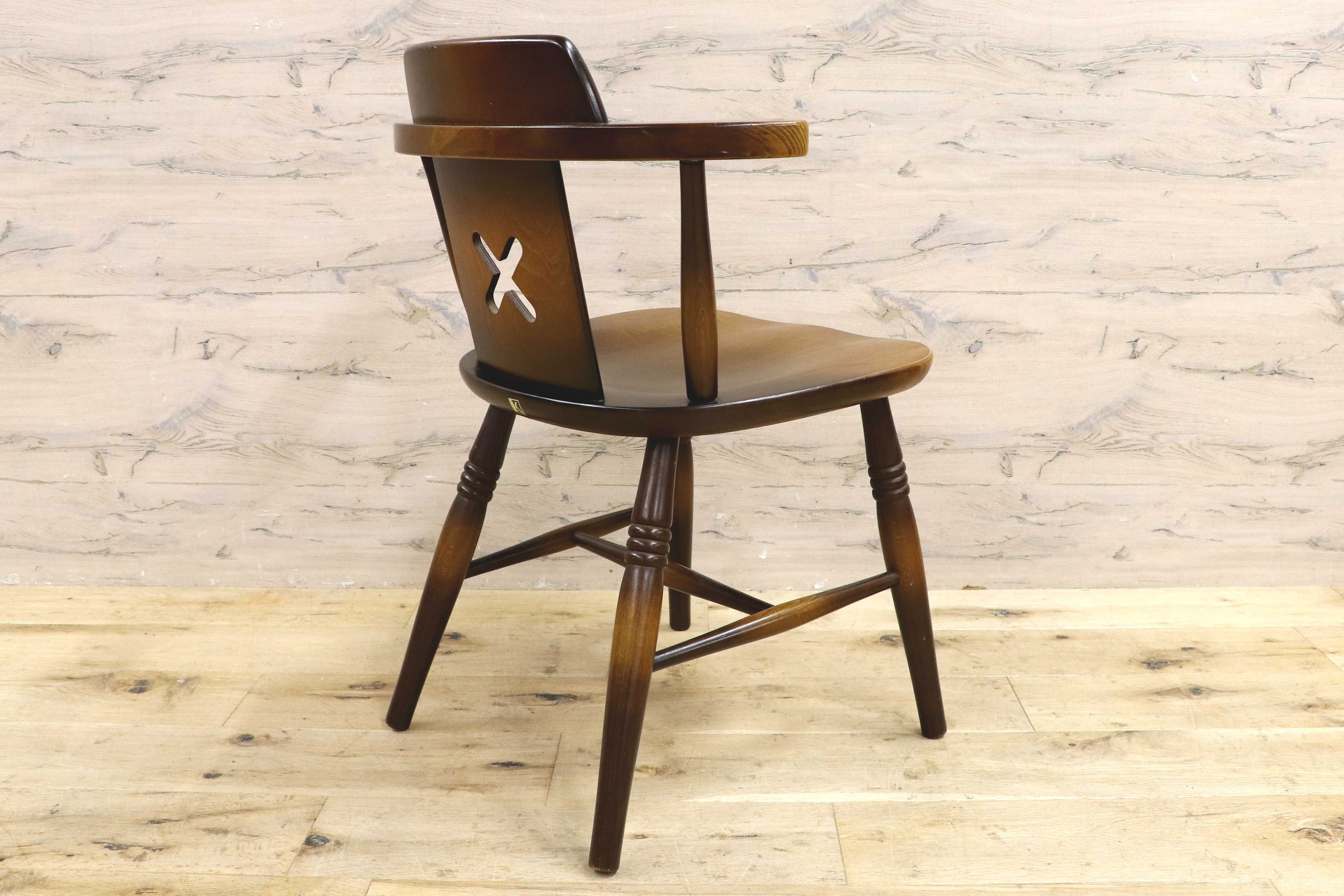 GMIS474○飛騨産業 / HIDA キツツキ アームレスチェア ダイニングチェア 食卓椅子 椅子 木製 カントリー レトロ ヴィンテージ