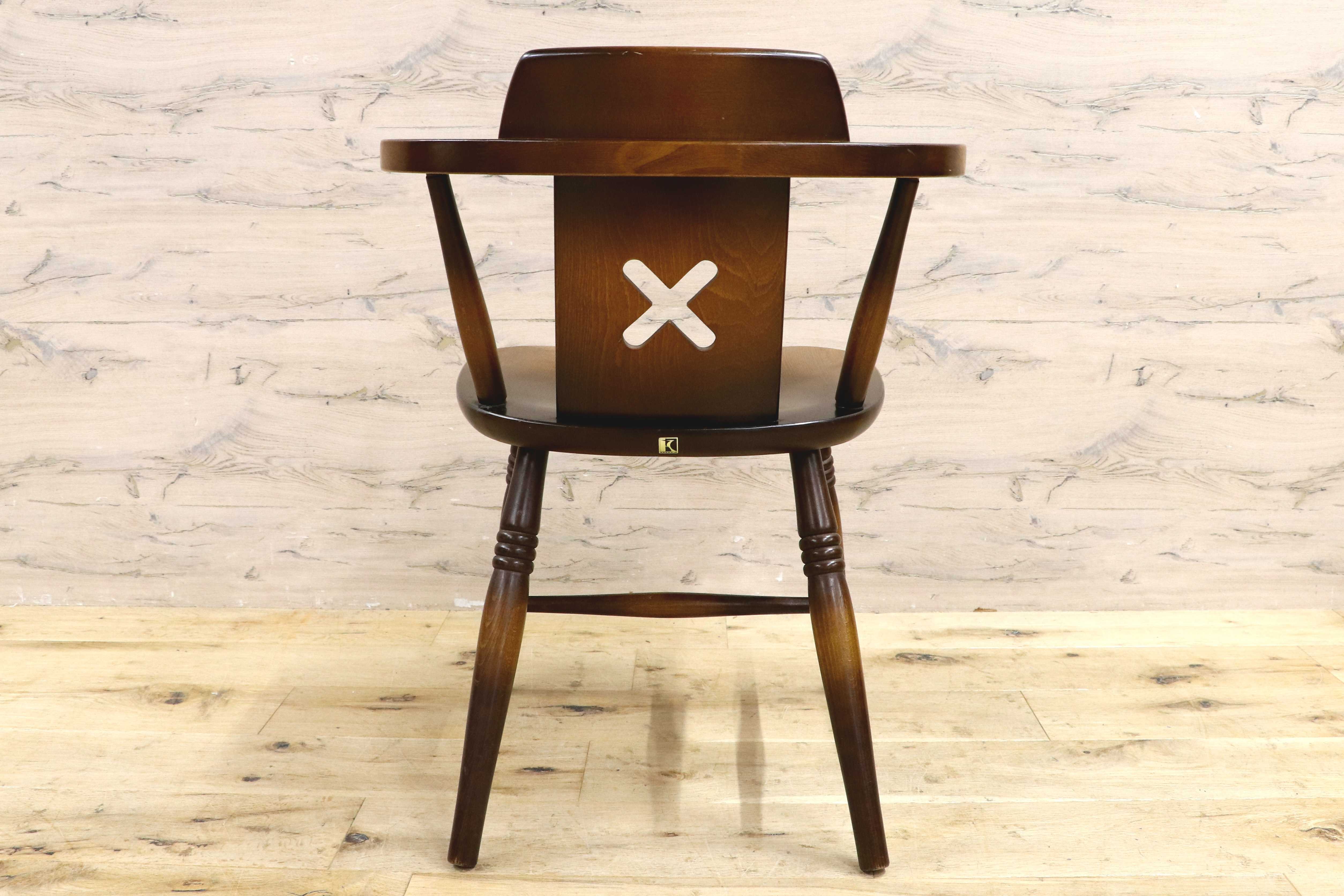 GMIS474○飛騨産業 / HIDA キツツキ アームレスチェア ダイニングチェア 食卓椅子 椅子 木製 カントリー レトロ ヴィンテージ