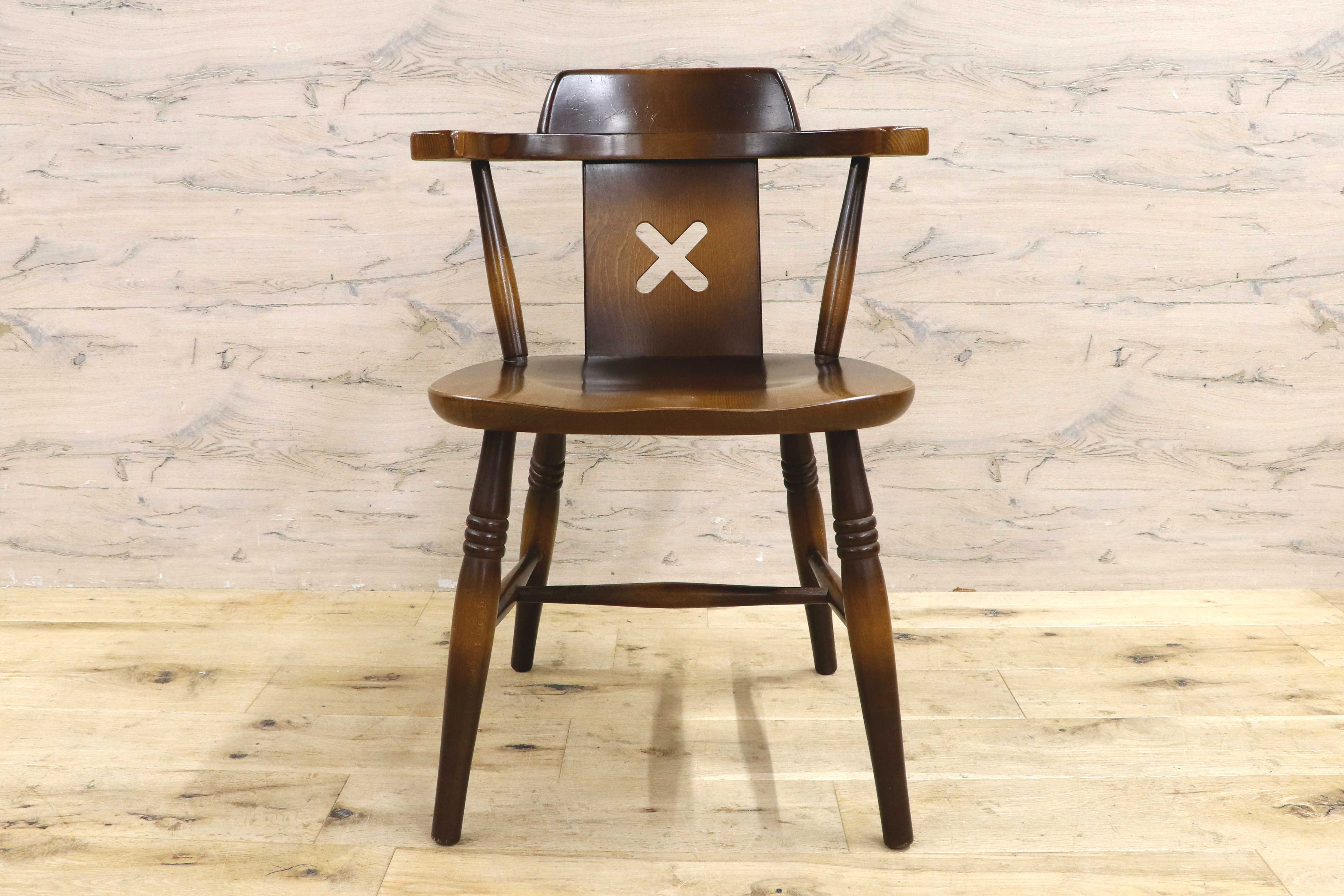 GMIS474○飛騨産業 / HIDA キツツキ アームレスチェア ダイニングチェア 食卓椅子 椅子 木製 カントリー レトロ ヴィンテージ