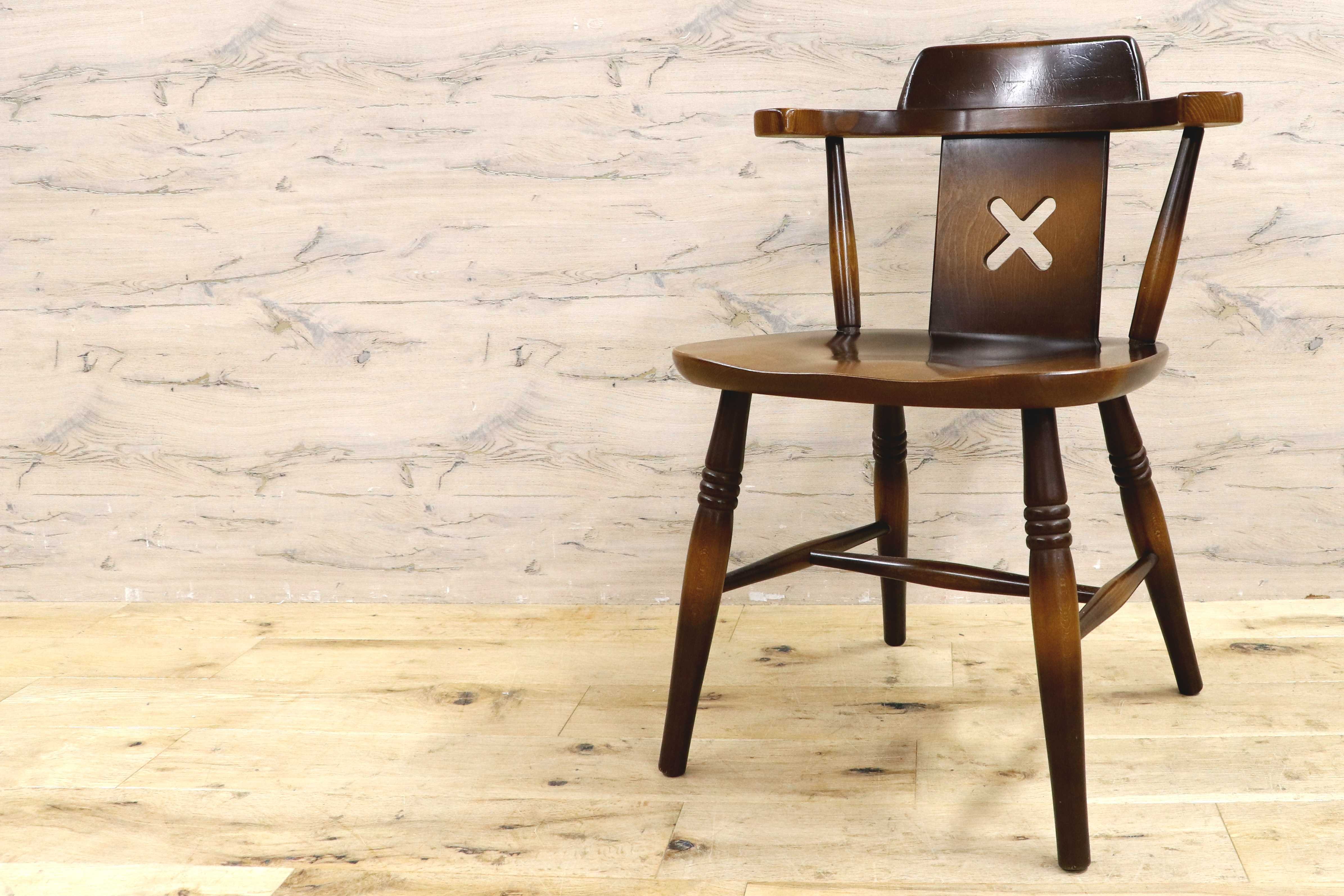 GMIS474○飛騨産業 / HIDA キツツキ アームレスチェア ダイニングチェア 食卓椅子 椅子 木製 カントリー レトロ ヴィンテージ