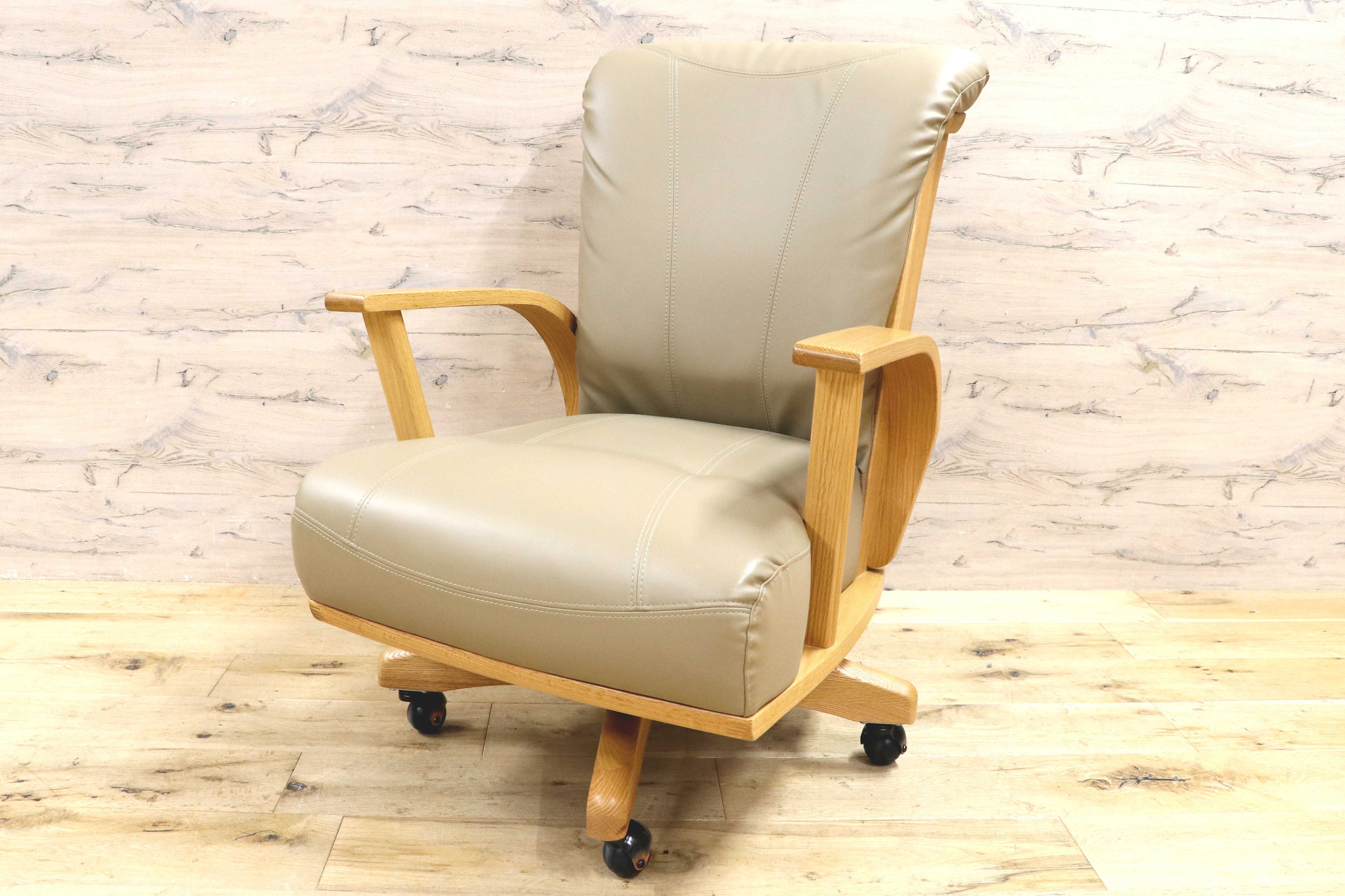 GMIS483B○NAGANO INTERIOR / ナガノインテリア 回転椅子 回転チェア キャスター チェア ダイニングチェア 合皮 北欧スタイル ナチュラル