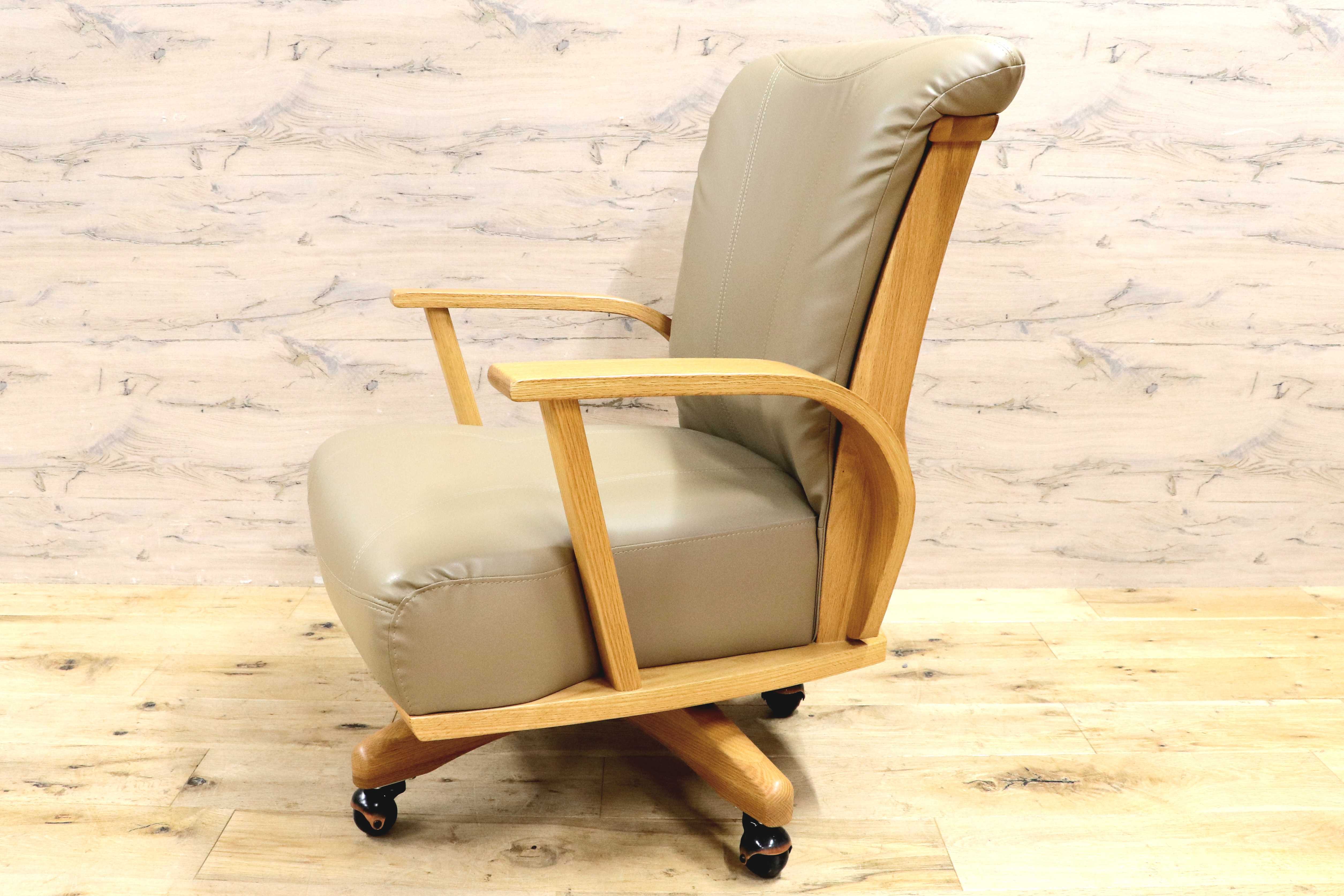 GMIS483B○NAGANO INTERIOR / ナガノインテリア 回転椅子 回転チェア キャスター チェア ダイニングチェア 合皮 北欧スタイル ナチュラル