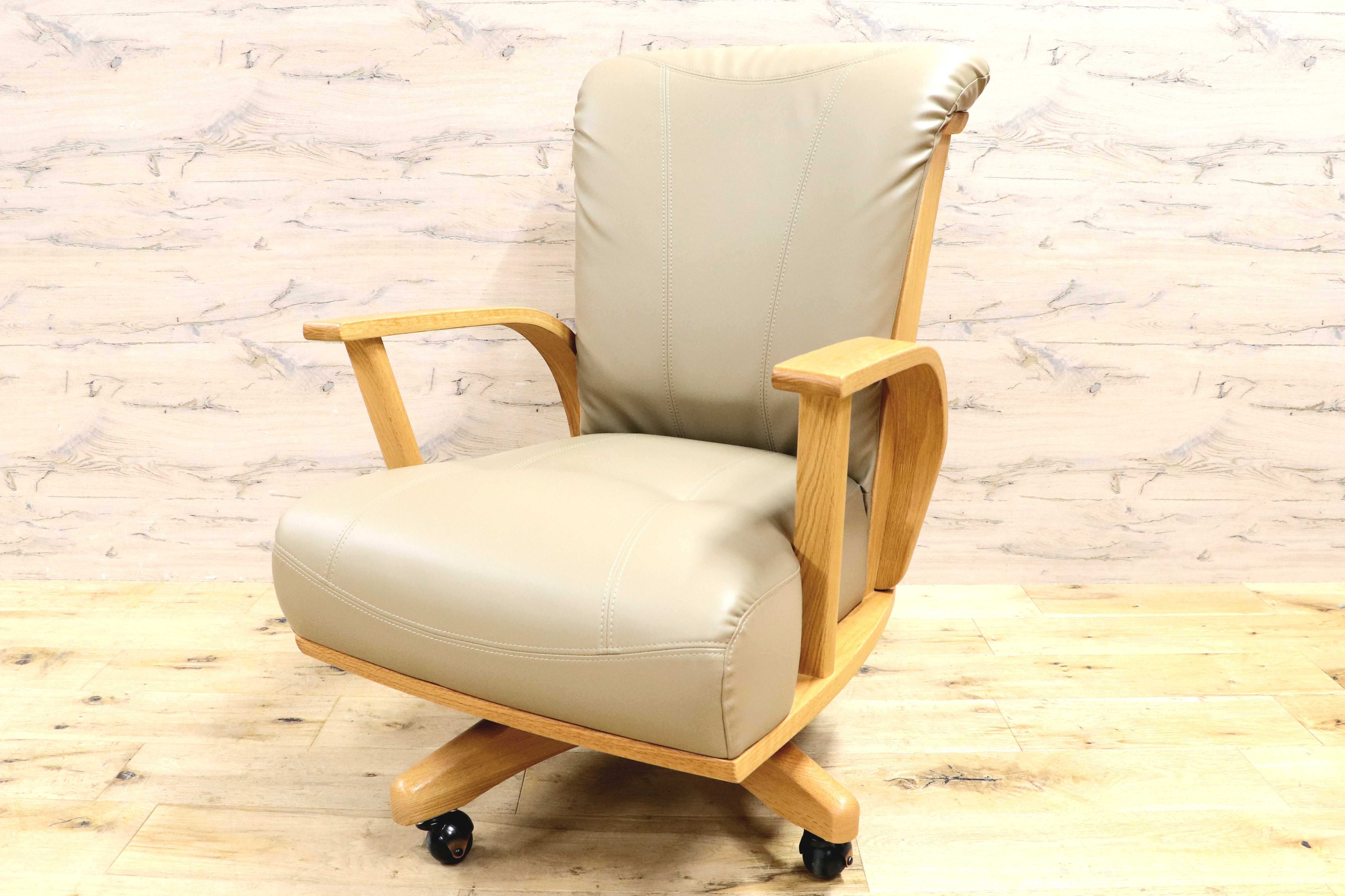 GMIS483C○NAGANO INTERIOR / ナガノインテリア 回転椅子 回転チェア キャスター チェア ダイニングチェア 合皮 北欧スタイル ナチュラル