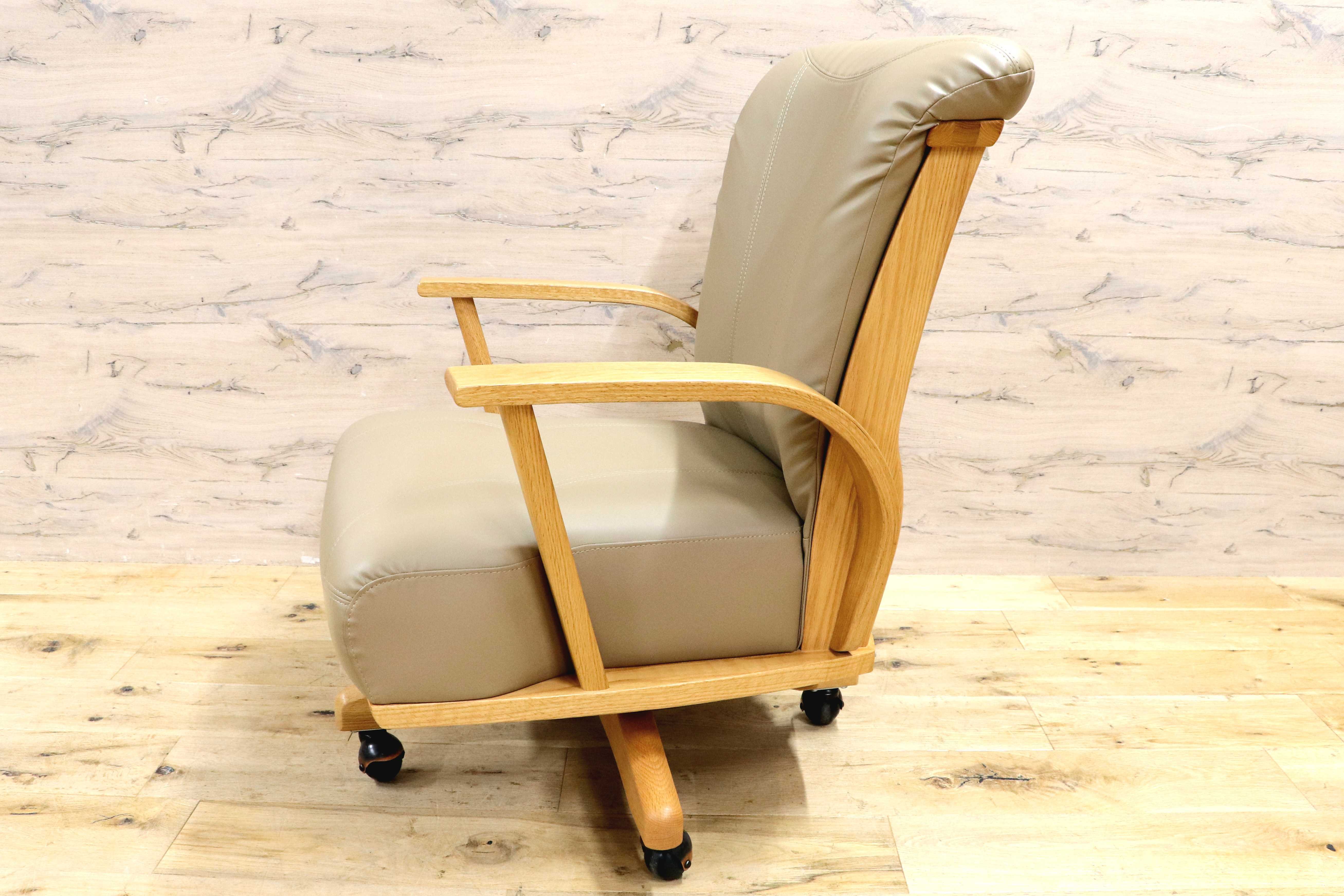 GMIS483C○NAGANO INTERIOR / ナガノインテリア 回転椅子 回転チェア キャスター チェア ダイニングチェア 合皮 北欧スタイル ナチュラル