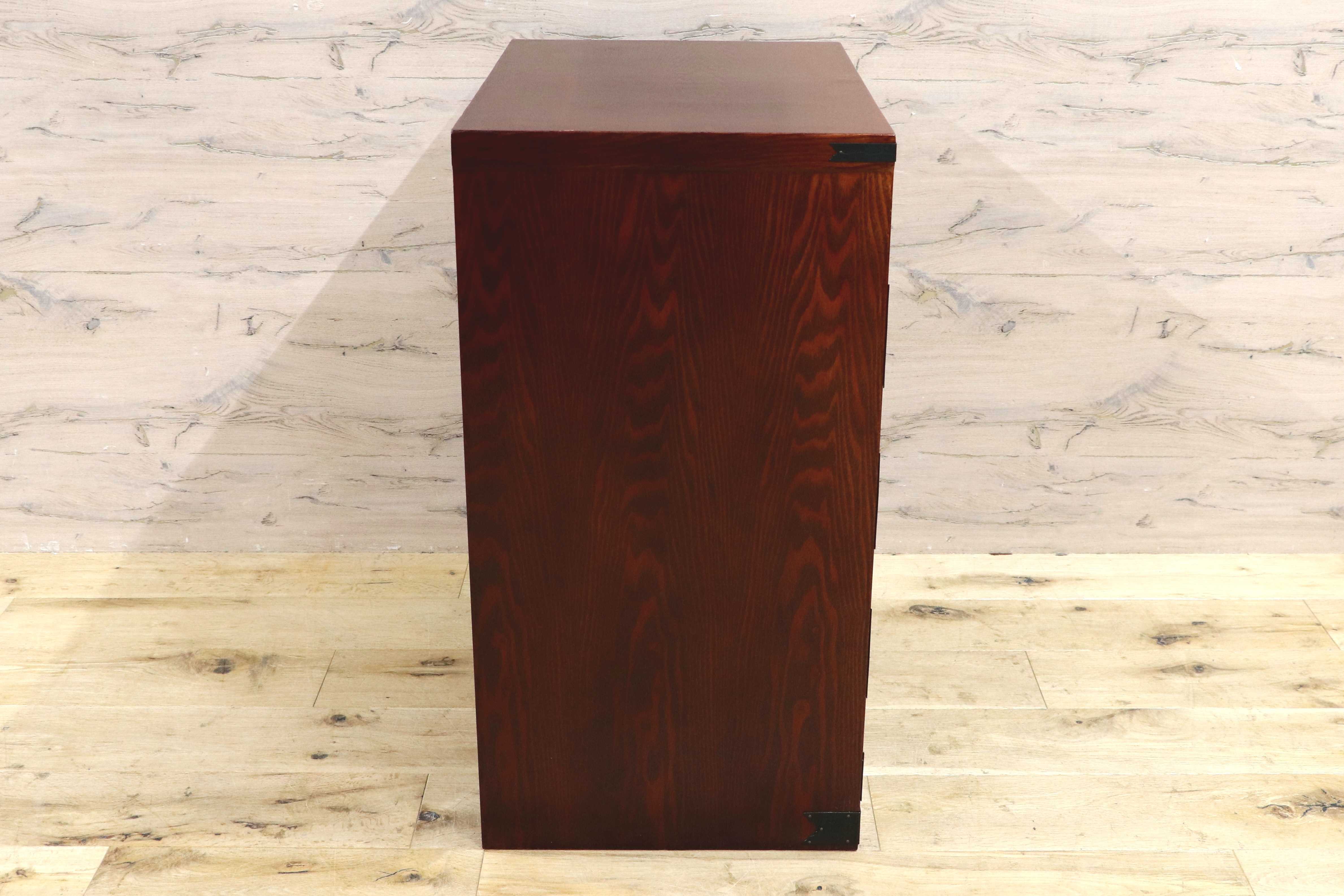 GMIS481B○民芸家具 欅材 整理箪笥 時代箪笥 4段チェスト 鉄金具 和家具 和モダン 小物収納 レトロ アンティーク調 和室 古民家