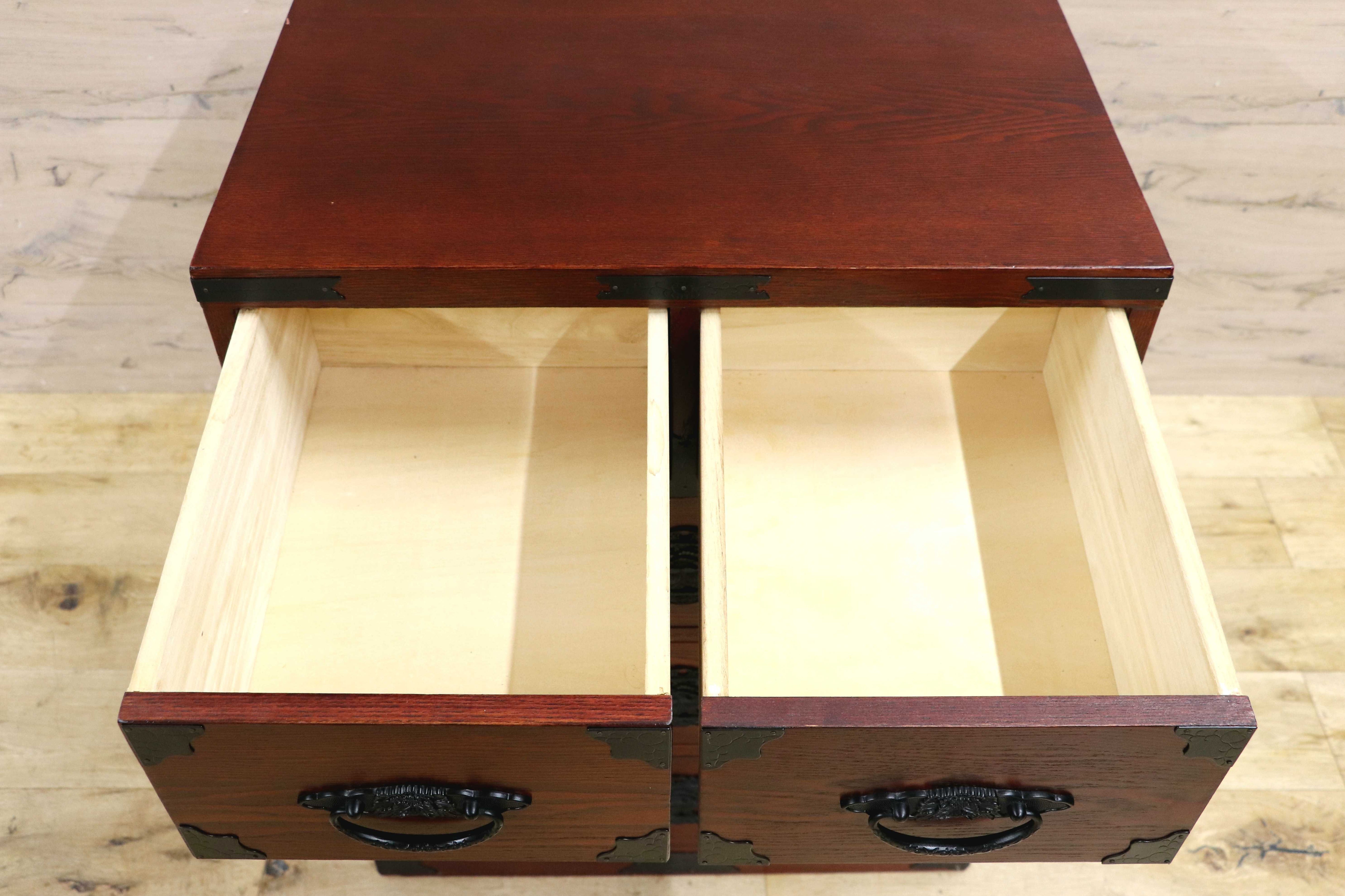 GMIS481B○民芸家具 欅材 整理箪笥 時代箪笥 4段チェスト 鉄金具 和家具 和モダン 小物収納 レトロ アンティーク調 和室 古民家