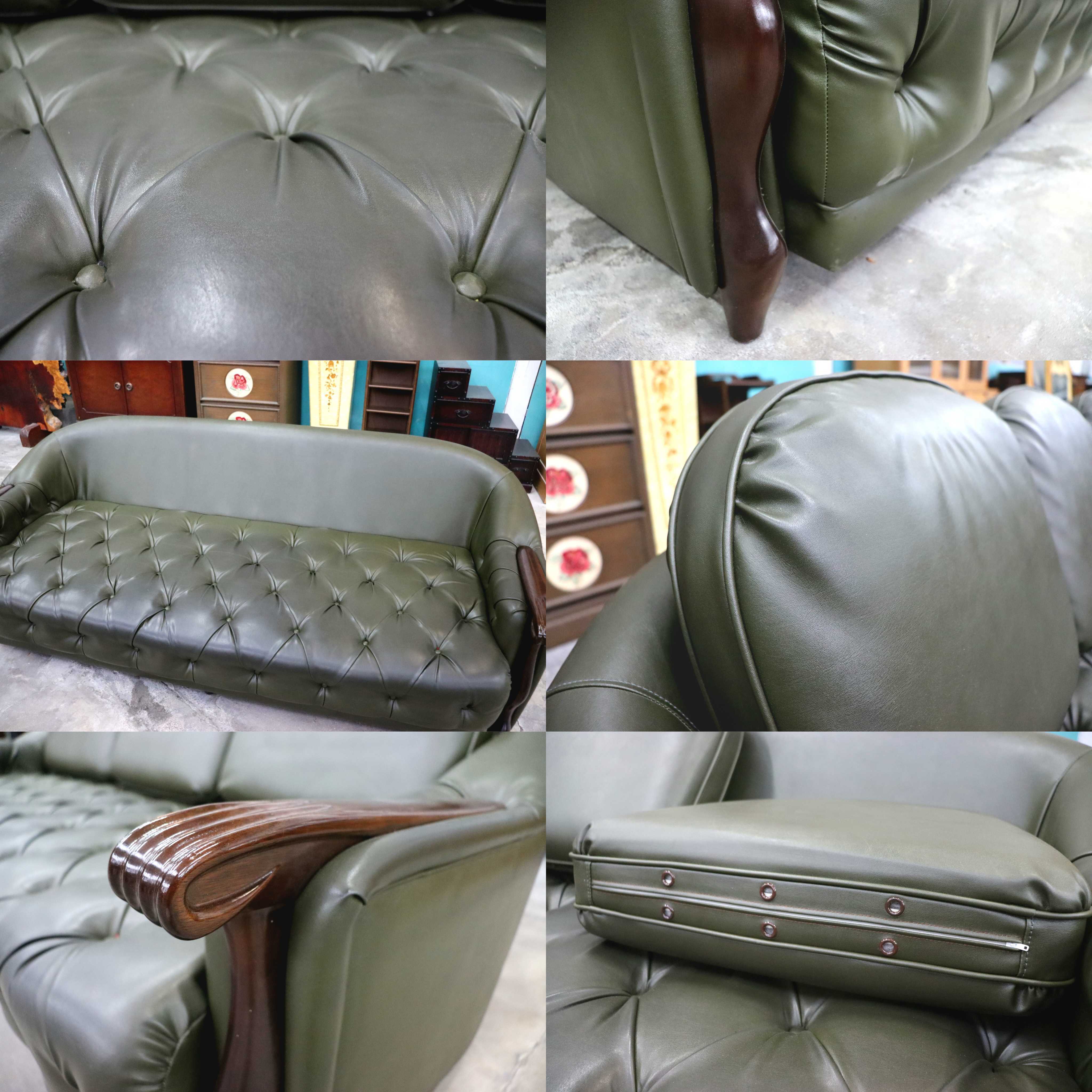 GMIK820○maruni / マルニ ベルサイユ 3人掛けソファ 3Pソファ 合皮 木製アーム クラシック エレガント 応接 ボタンタフティング 国産家具