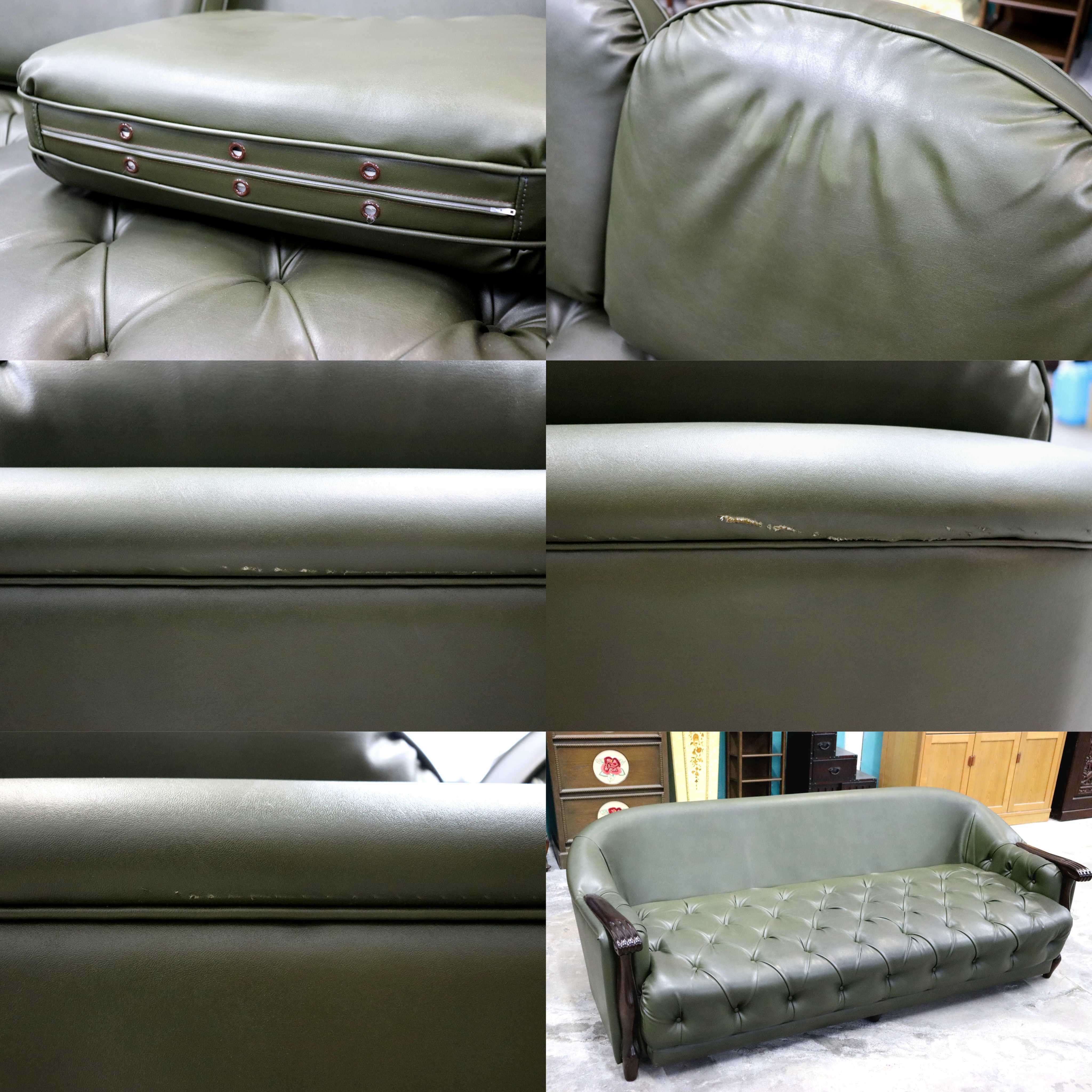 GMIK819○maruni / マルニ ベルサイユ 3人掛けソファ 3Pソファ 合皮 木製アーム クラシック エレガント 応接 ボタンタフティング 国産家具