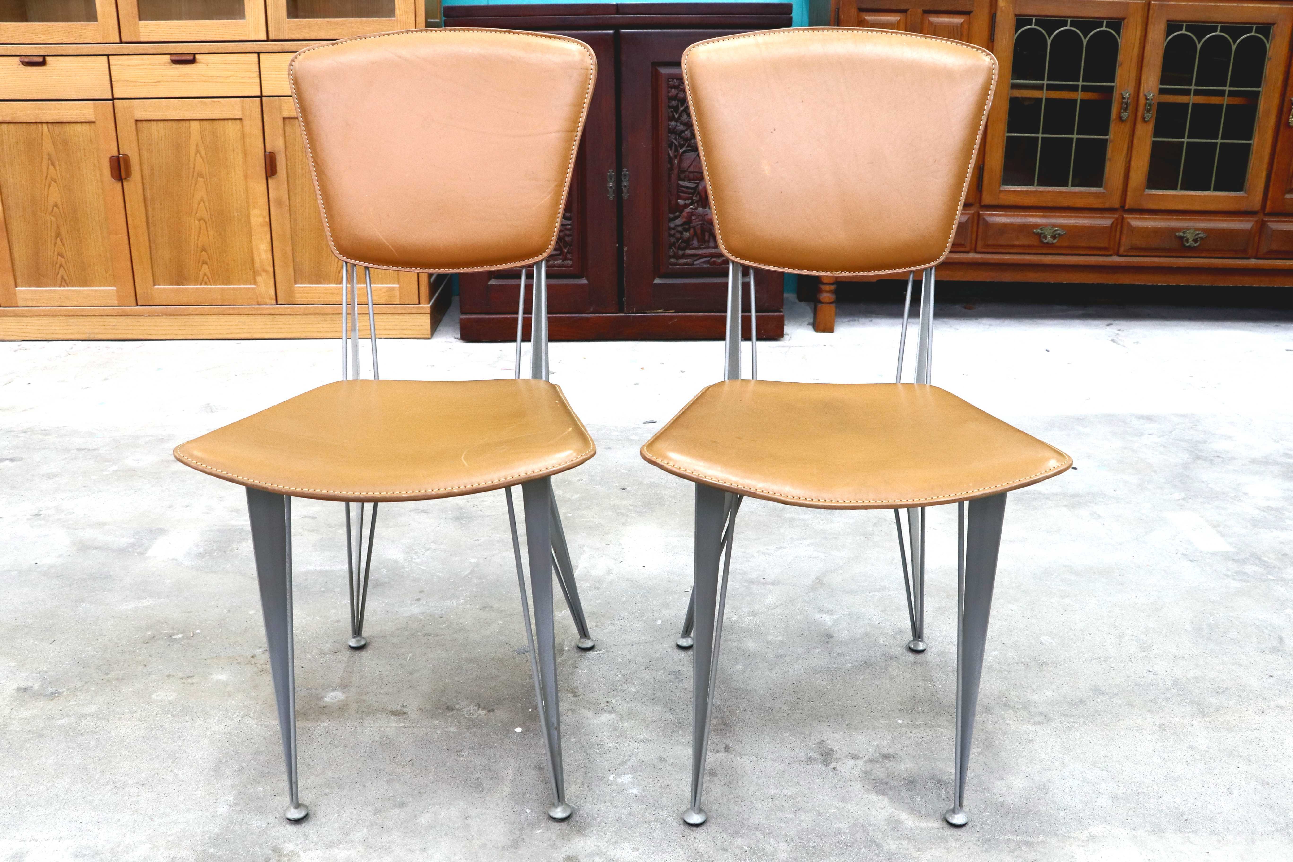 GMIK807A○fasem / ファセム イタリア ビンテージ レザー チェア 革張り 牛革 デザイナーズ ダイニングチェア S-39 CHAIR TABACCO アクタス