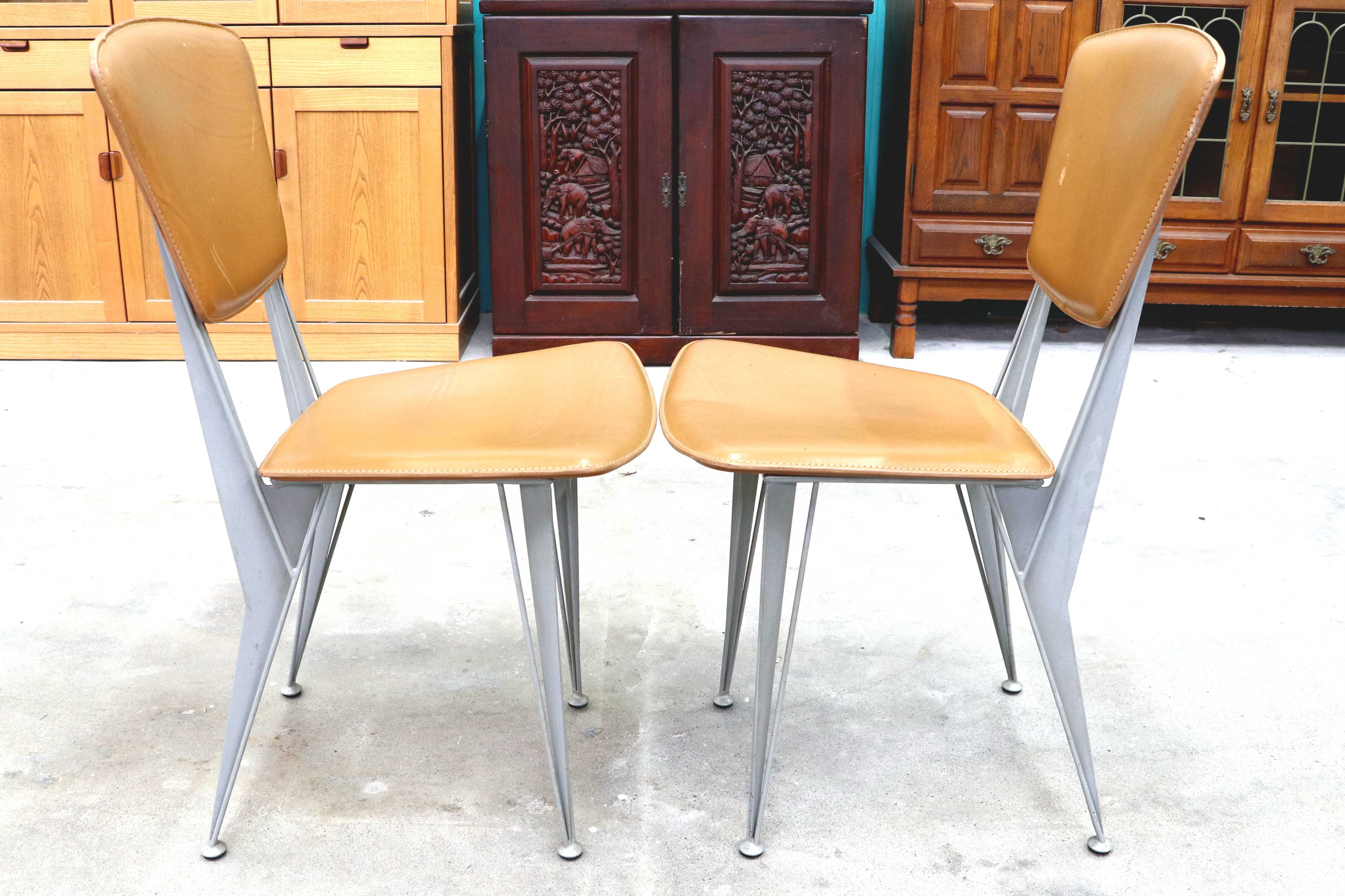 GMIK807A○fasem / ファセム イタリア ビンテージ レザー チェア 革張り 牛革 デザイナーズ ダイニングチェア S-39 CHAIR TABACCO アクタス