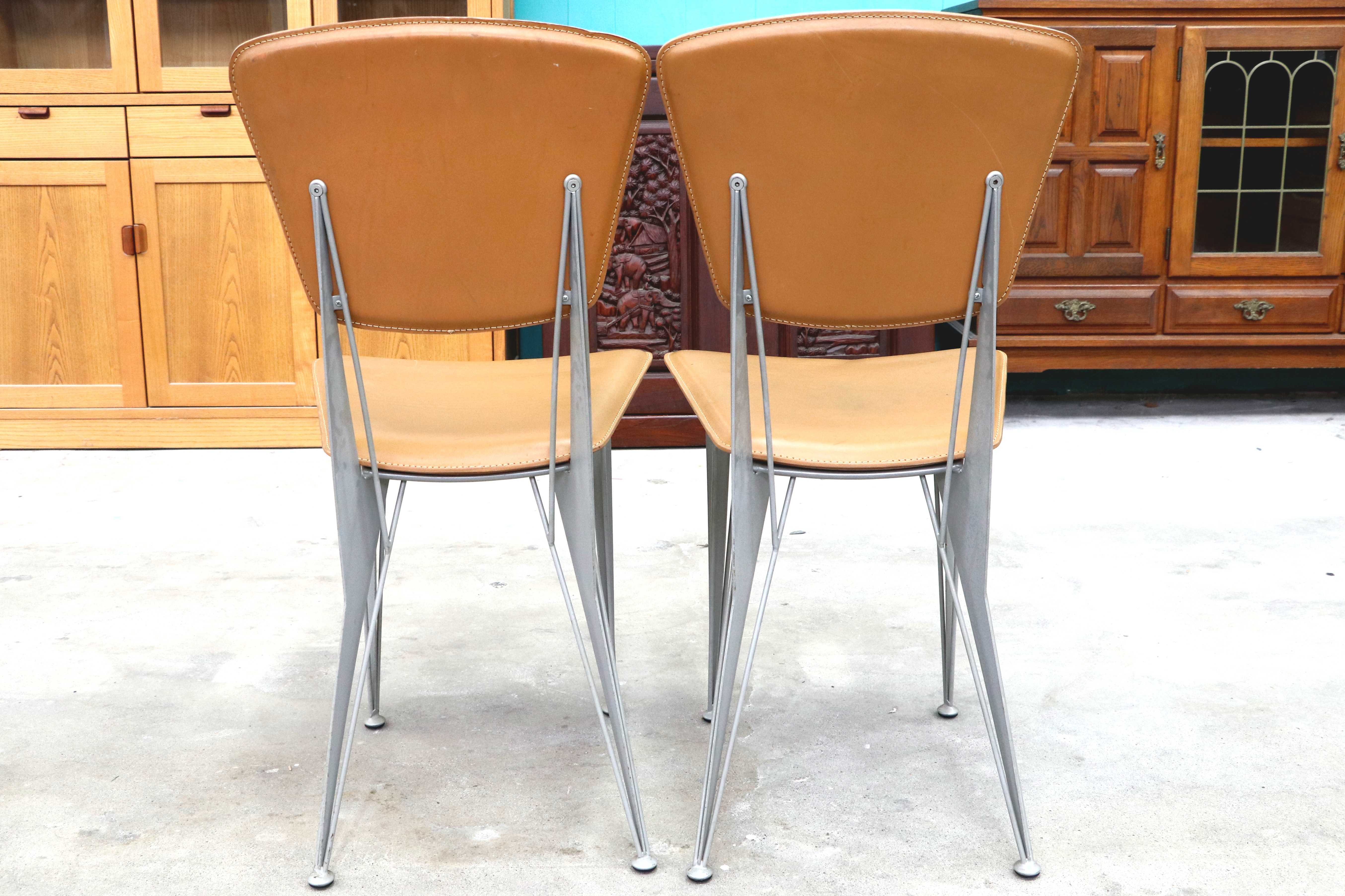 GMIK807A○fasem / ファセム イタリア ビンテージ レザー チェア 革張り 牛革 デザイナーズ ダイニングチェア S-39 CHAIR TABACCO アクタス