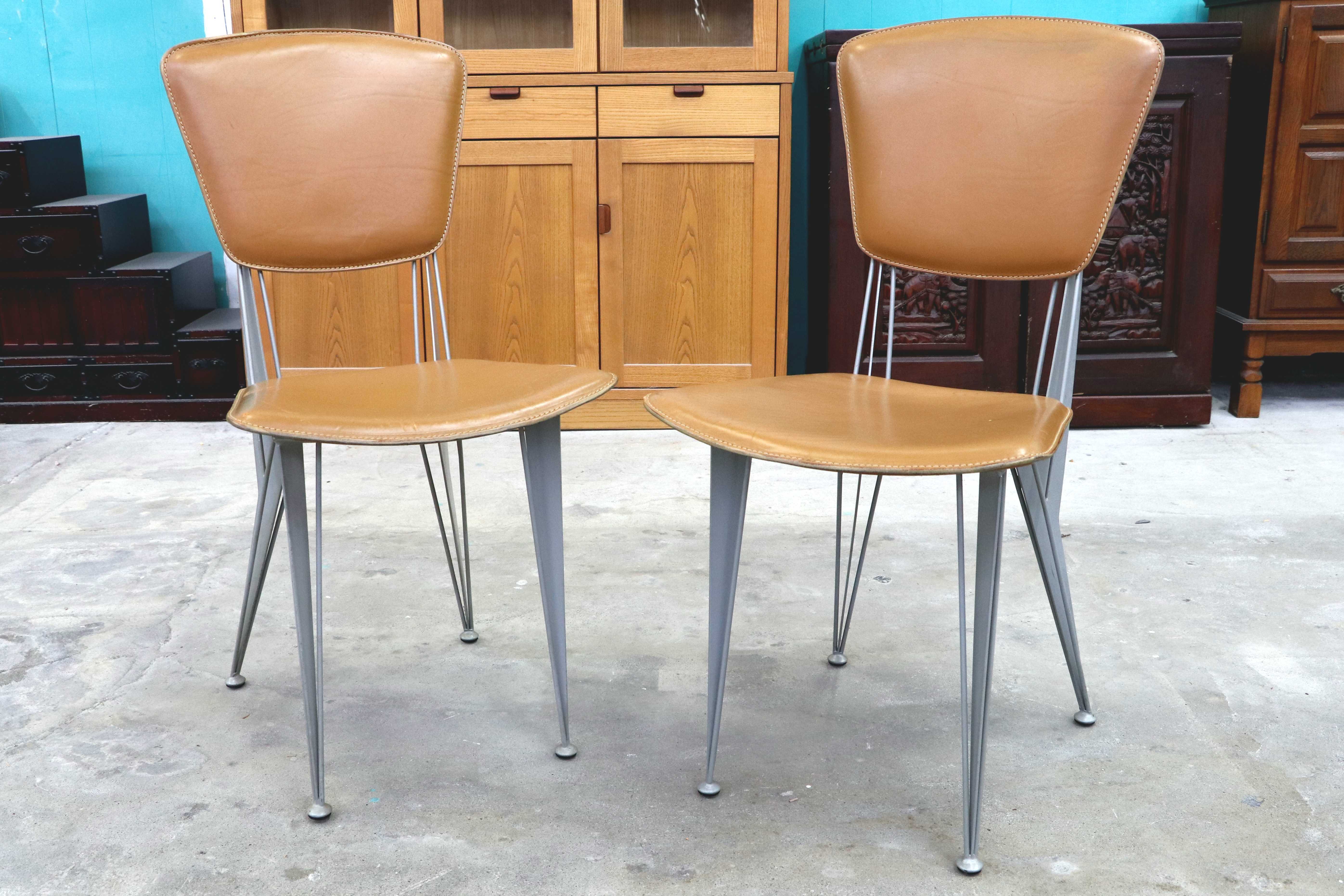 GMIK807B○fasem / ファセム イタリア ビンテージ レザー チェア 革張り 牛革 デザイナーズ ダイニングチェア S-39 CHAIR TABACCO アクタス