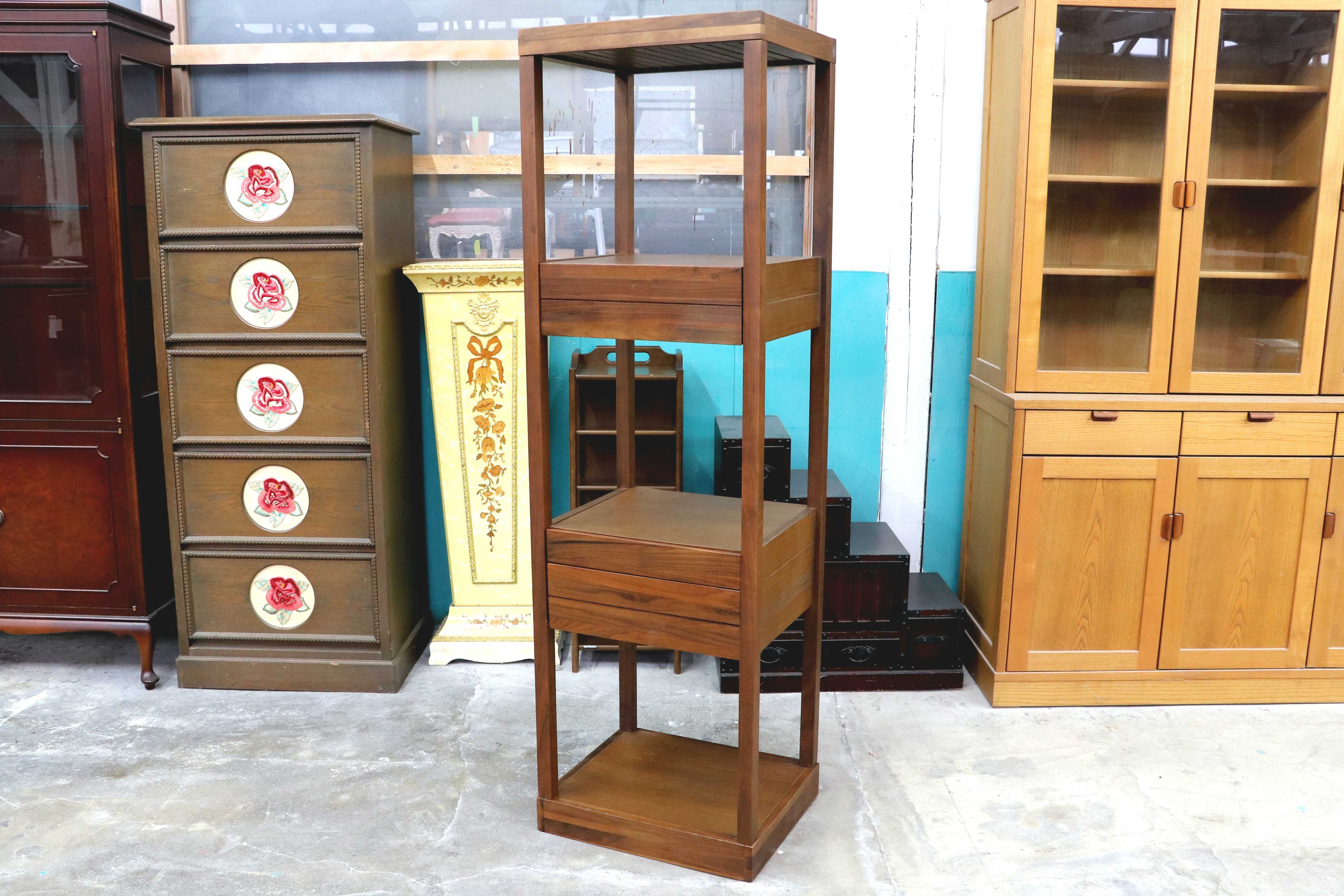 GMIK802○ウォールナット 飾り棚 縦長キャビネット ロングキャビネット 木製 キャビネット コーナーラック 多用途棚 ディスプレイラック