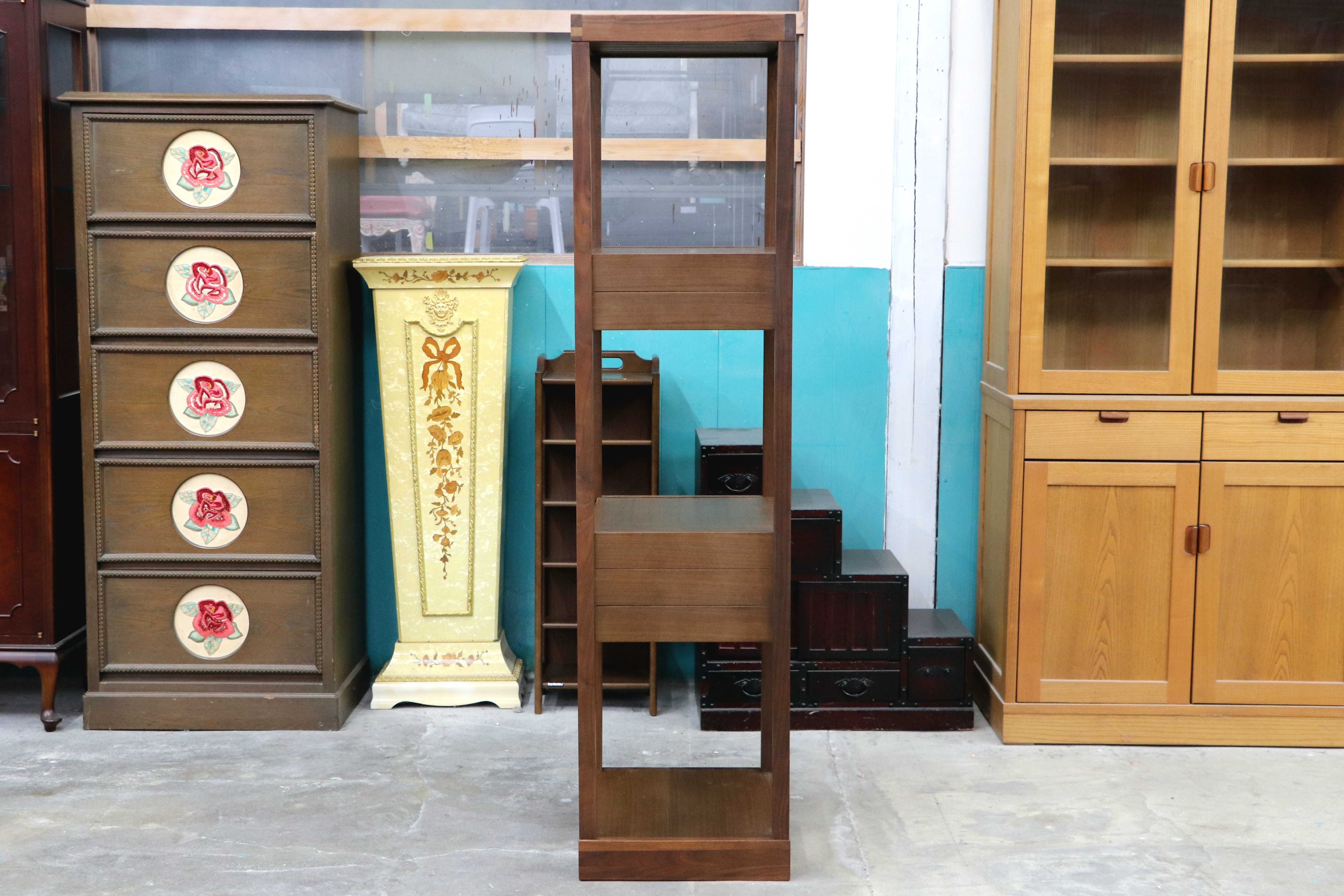 GMIK802○ウォールナット 飾り棚 縦長キャビネット ロングキャビネット 木製 キャビネット コーナーラック 多用途棚 ディスプレイラック