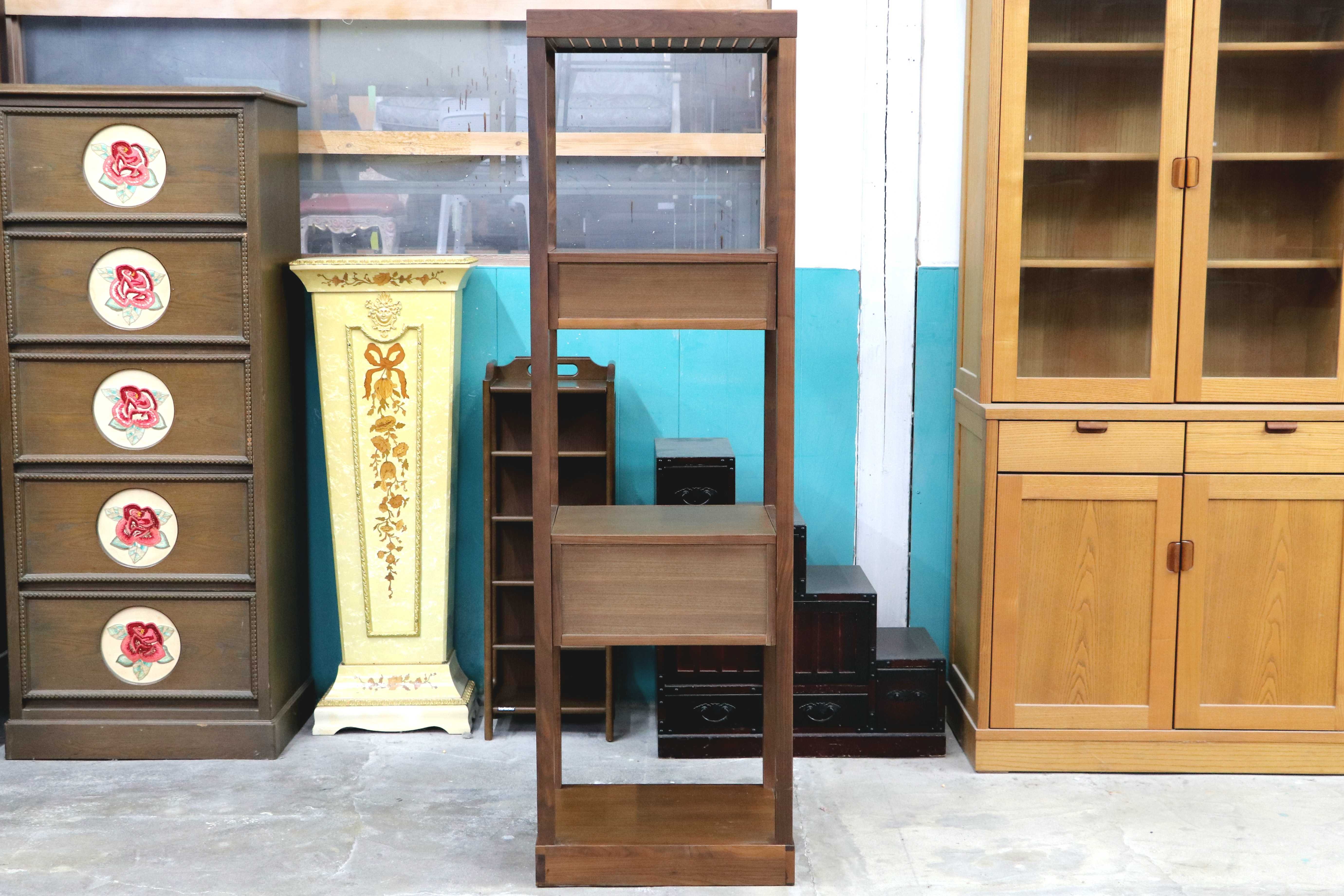 GMIK802○ウォールナット 飾り棚 縦長キャビネット ロングキャビネット 木製 キャビネット コーナーラック 多用途棚 ディスプレイラック