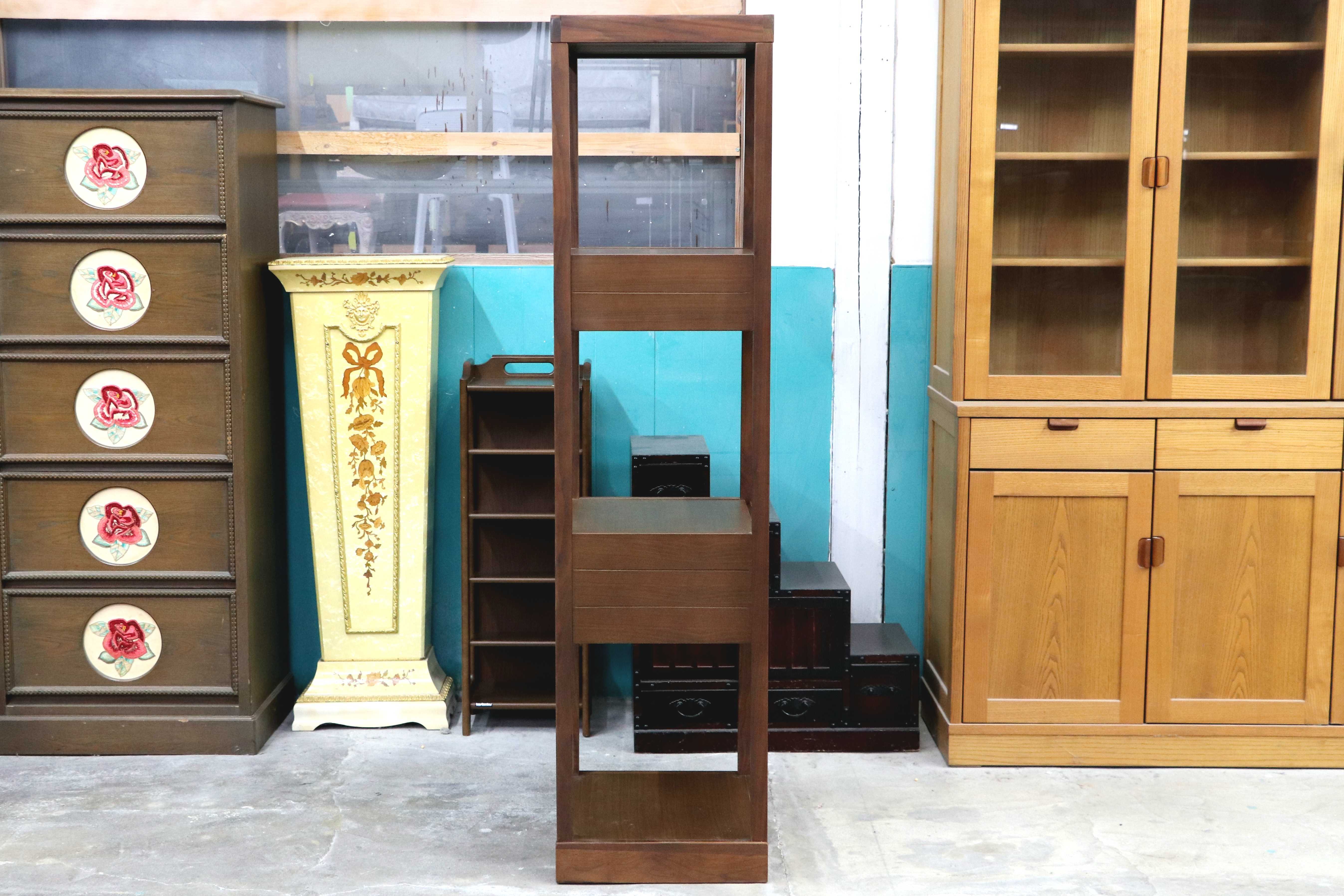 GMIK802○ウォールナット 飾り棚 縦長キャビネット ロングキャビネット 木製 キャビネット コーナーラック 多用途棚 ディスプレイラック