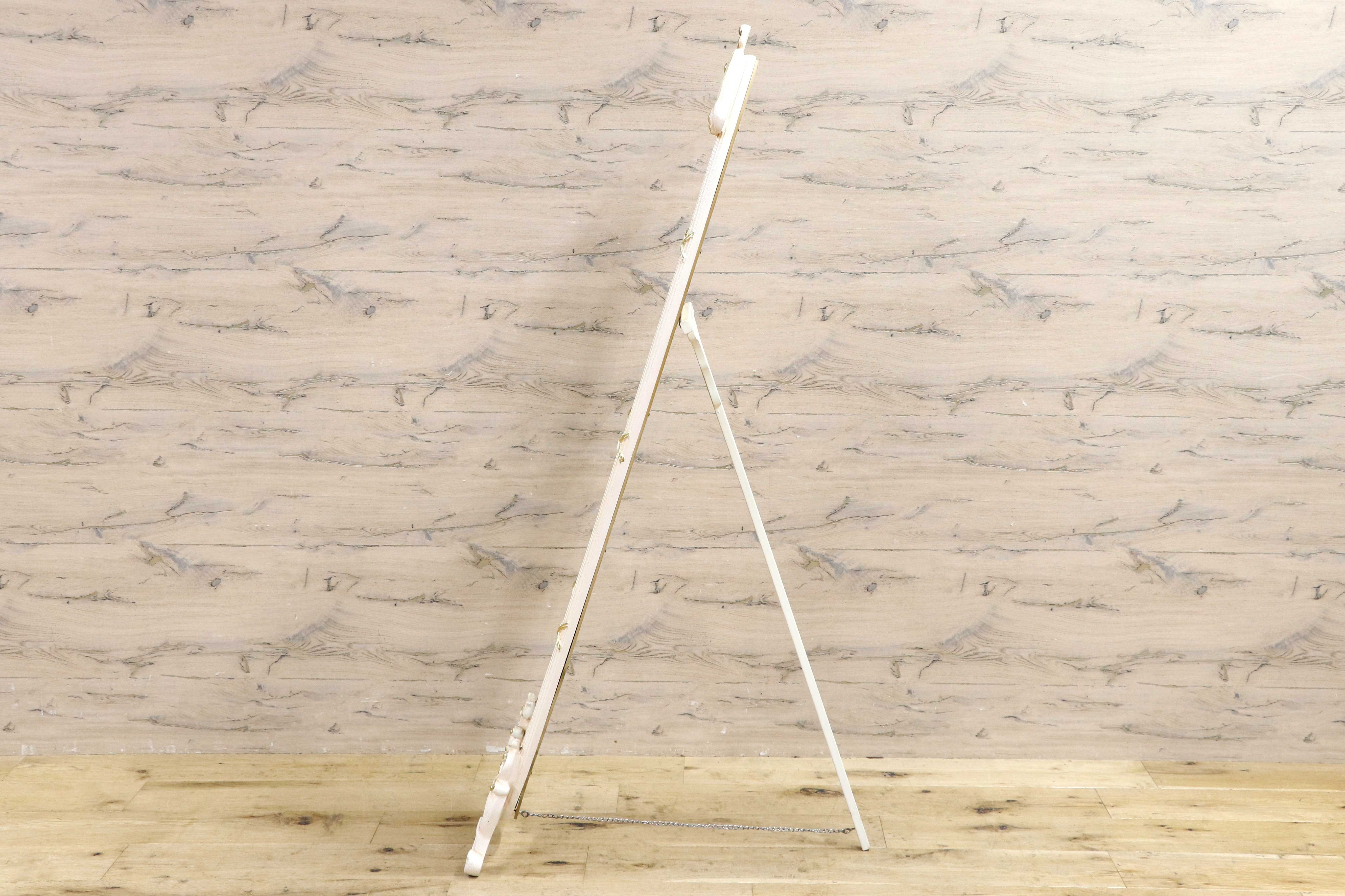 GMIS458B○ロココ調 姫系 ウォールミラー 壁掛け鏡 オーバル型 楕円形 オーバルミラー 姿見 アンティークホワイト 自立式鏡 スタンドミラー