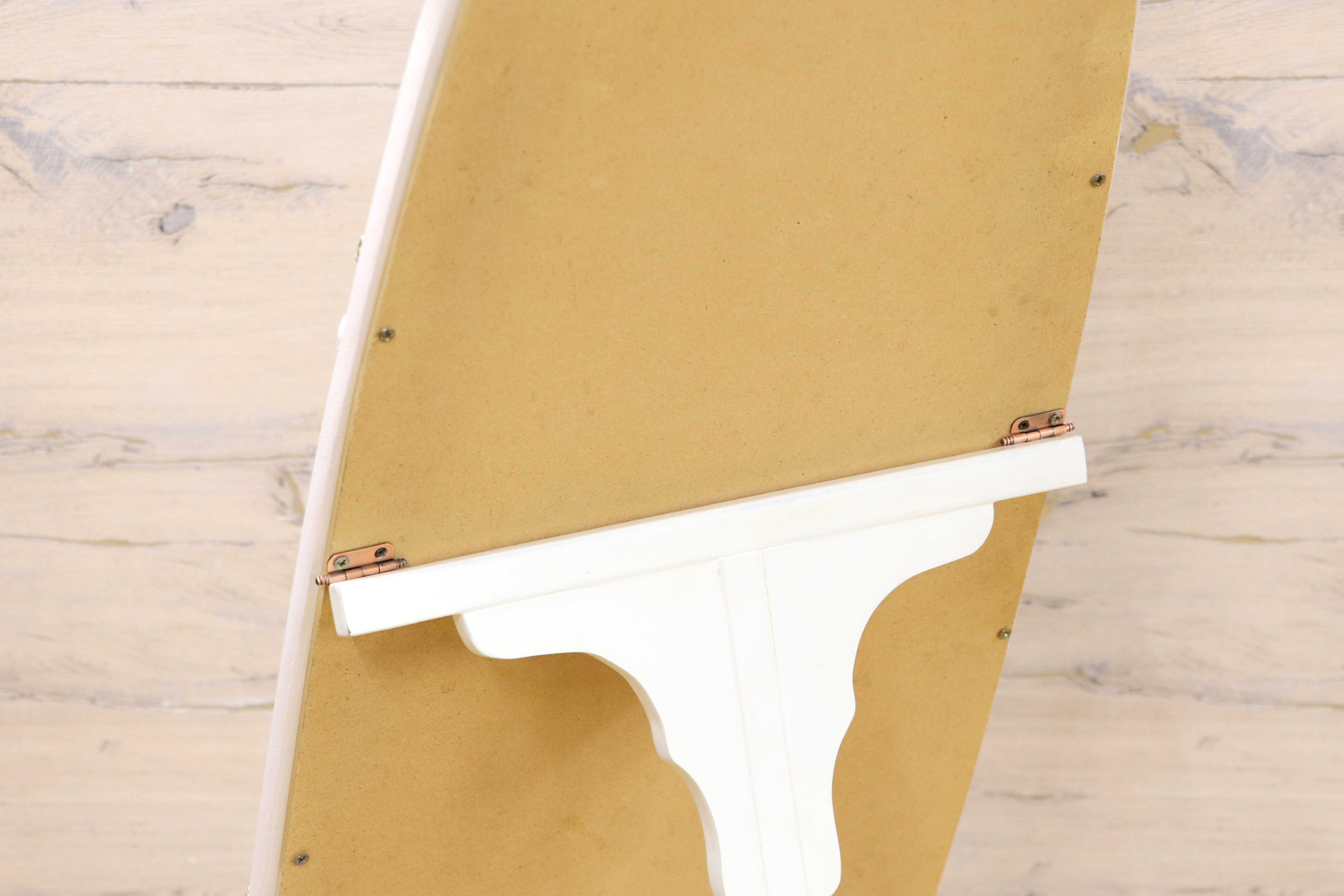 GMIS458B○ロココ調 姫系 ウォールミラー 壁掛け鏡 オーバル型 楕円形 オーバルミラー 姿見 アンティークホワイト 自立式鏡 スタンドミラー