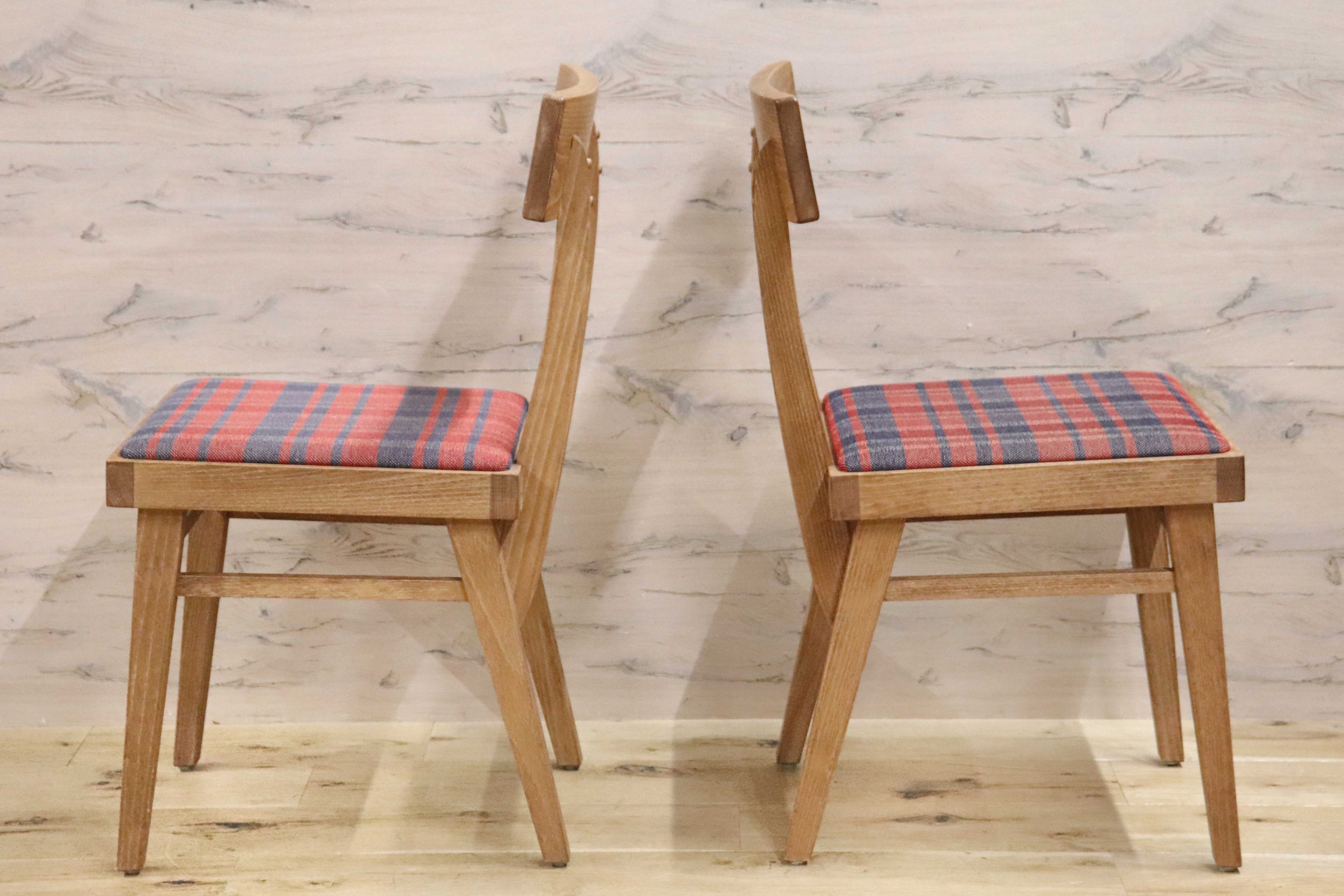 GMGH426B○Calore / カロレ 出雲 ダイニングチェア 椅子 2脚セット ファブリック マドラスチェック 美品