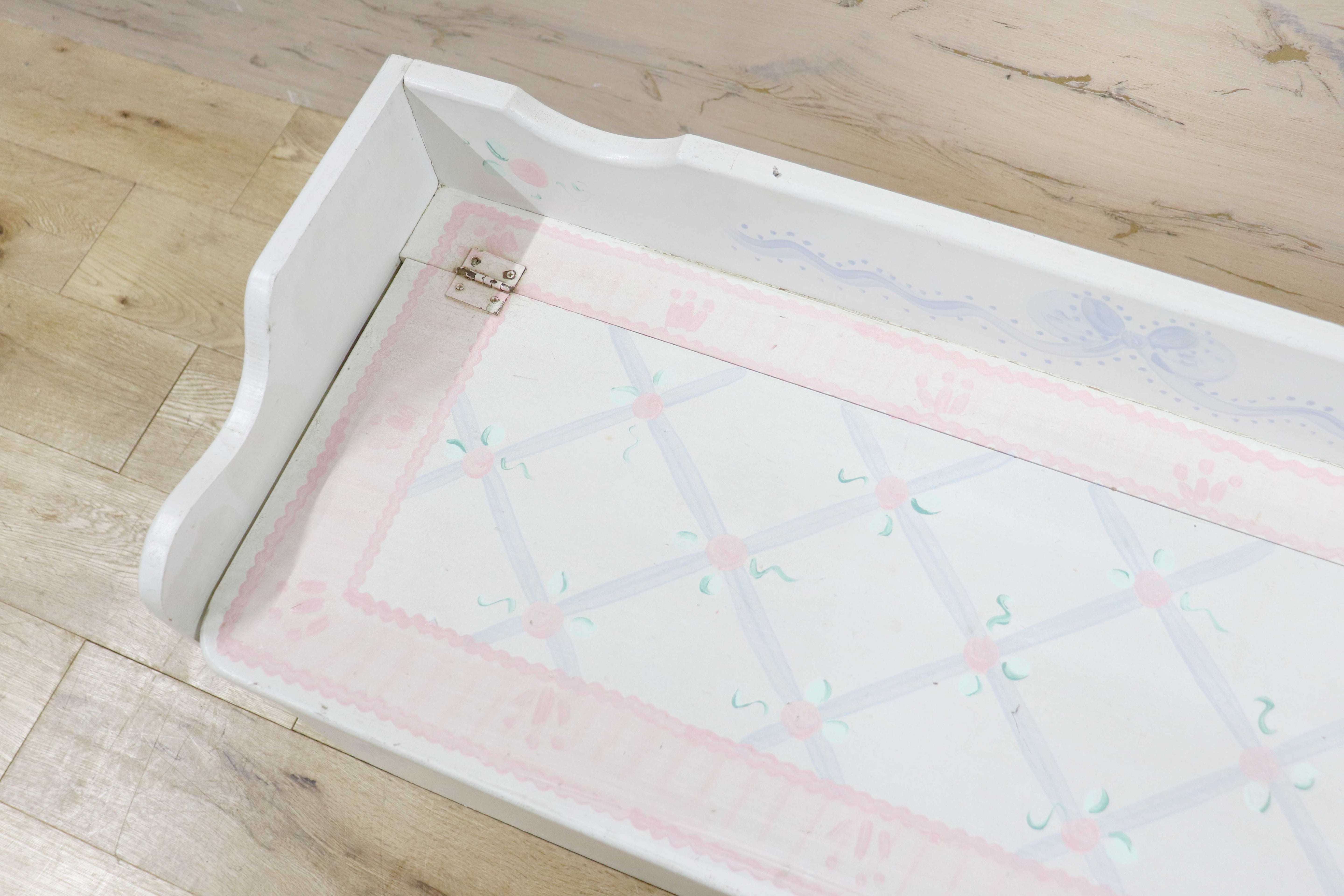 GMGH413○収納ボックス おもちゃ箱 ベビー家具 キッズ家具 バラ柄 リボン カントリー メルヘン 輸入雑貨 アメリカ製 アンティーク