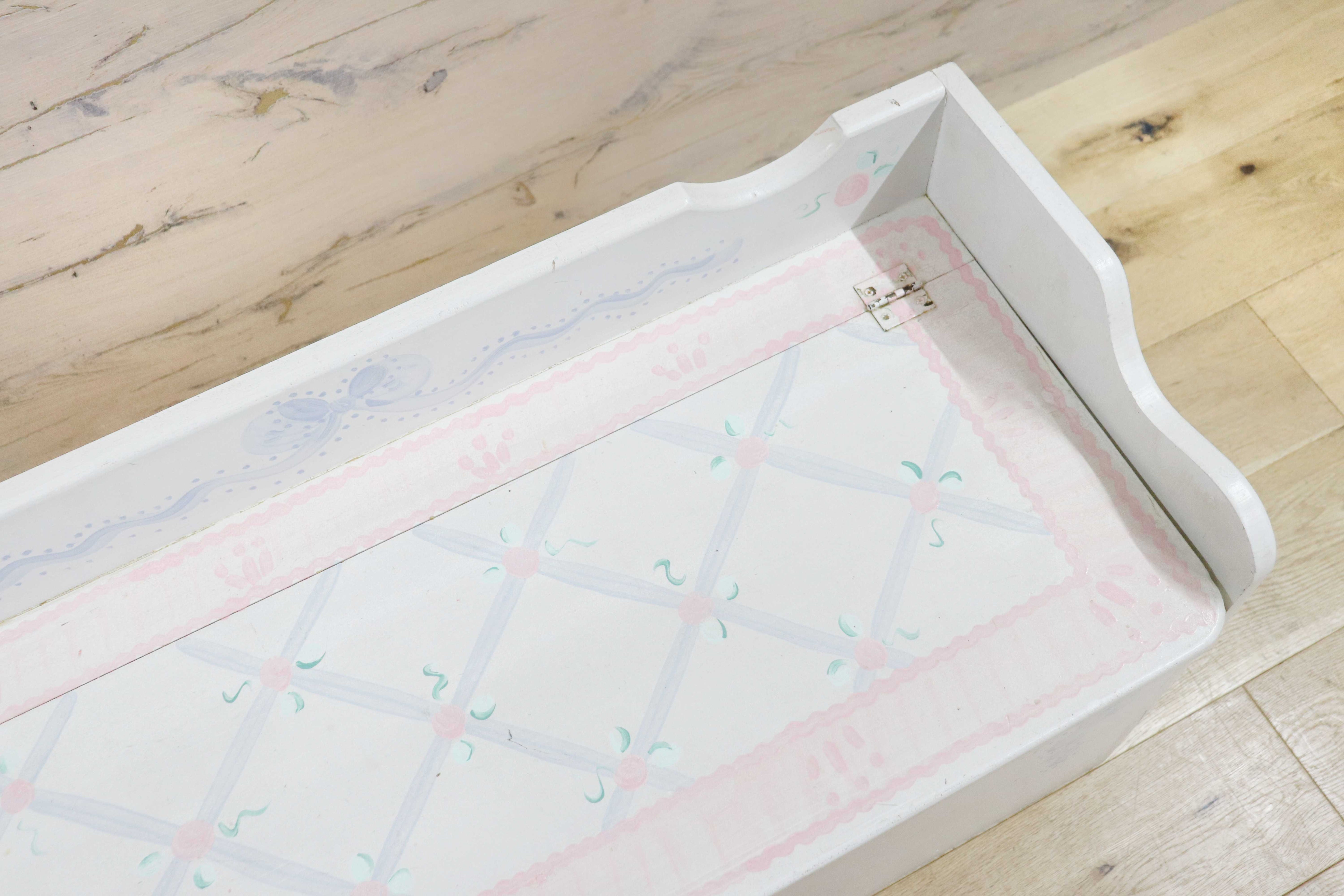 GMGH413○収納ボックス おもちゃ箱 ベビー家具 キッズ家具 バラ柄 リボン カントリー メルヘン 輸入雑貨 アメリカ製 アンティーク