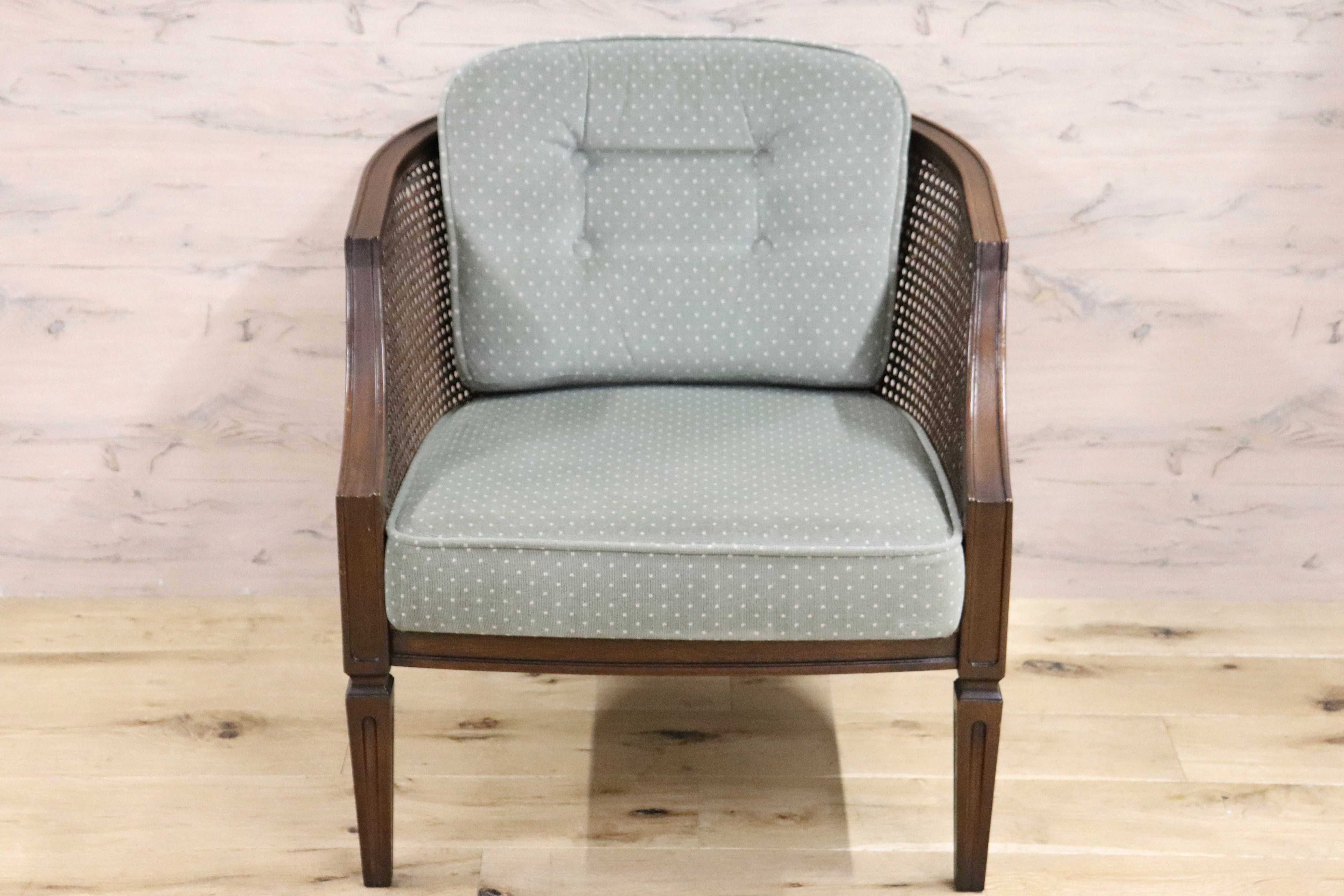 GMGK488B○domani / ドマーニ QUEENS LIFE カリモク シングルソファ 一人掛けソファ ラタン ベロア ドット柄 約17万