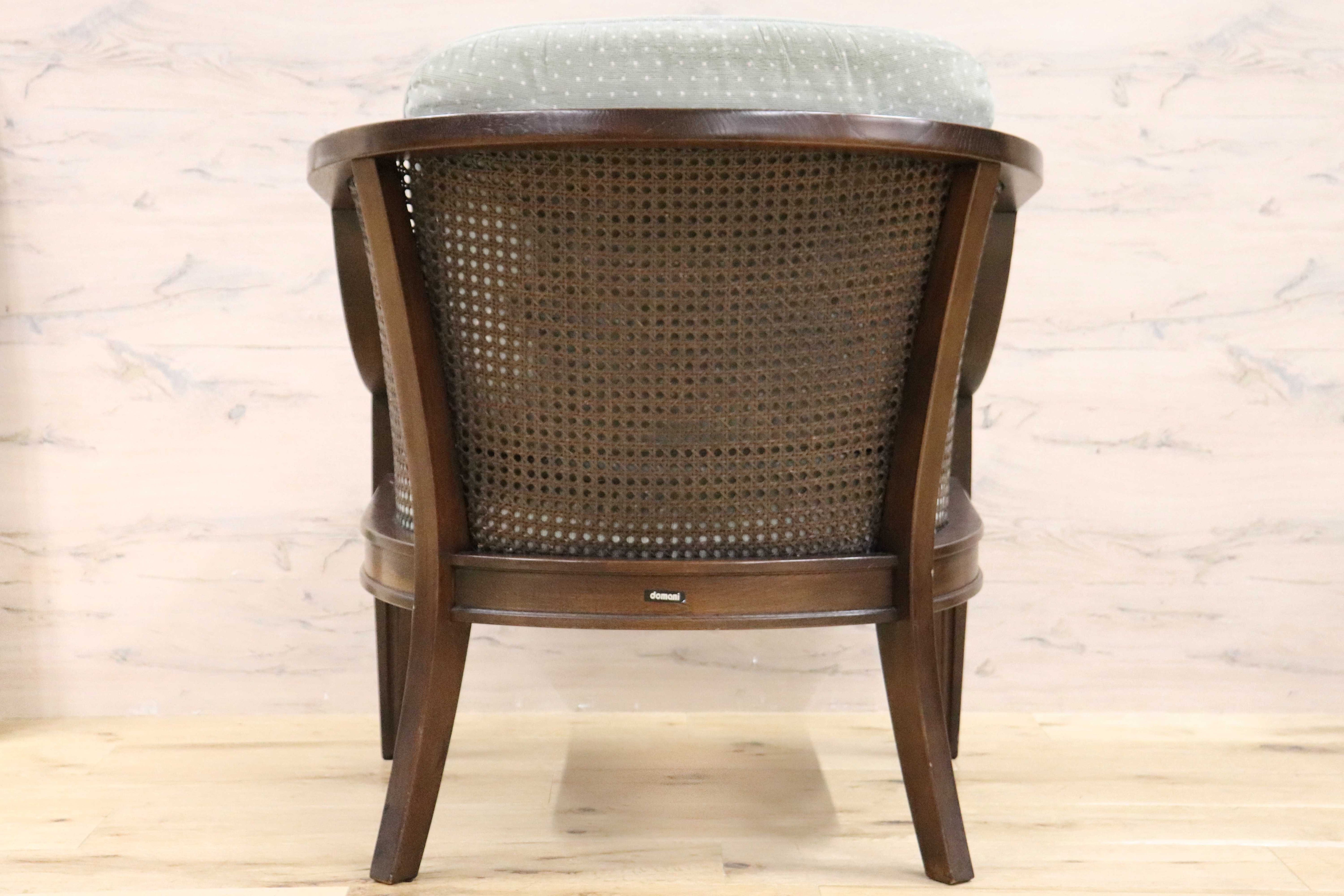 GMGK488B○domani / ドマーニ QUEENS LIFE カリモク シングルソファ 一人掛けソファ ラタン ベロア ドット柄 約17万