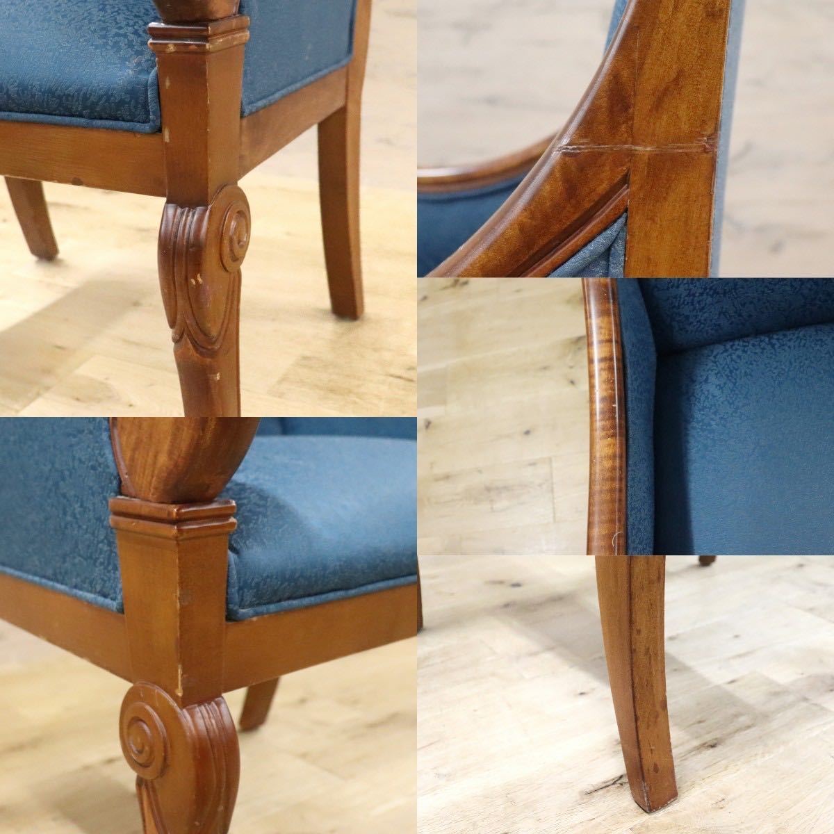 GMGN162C○西洋 クラシック シングルソファ ラウンジチェア 1人掛けソファ 椅子 木製 ファブリック アンティーク 彫刻