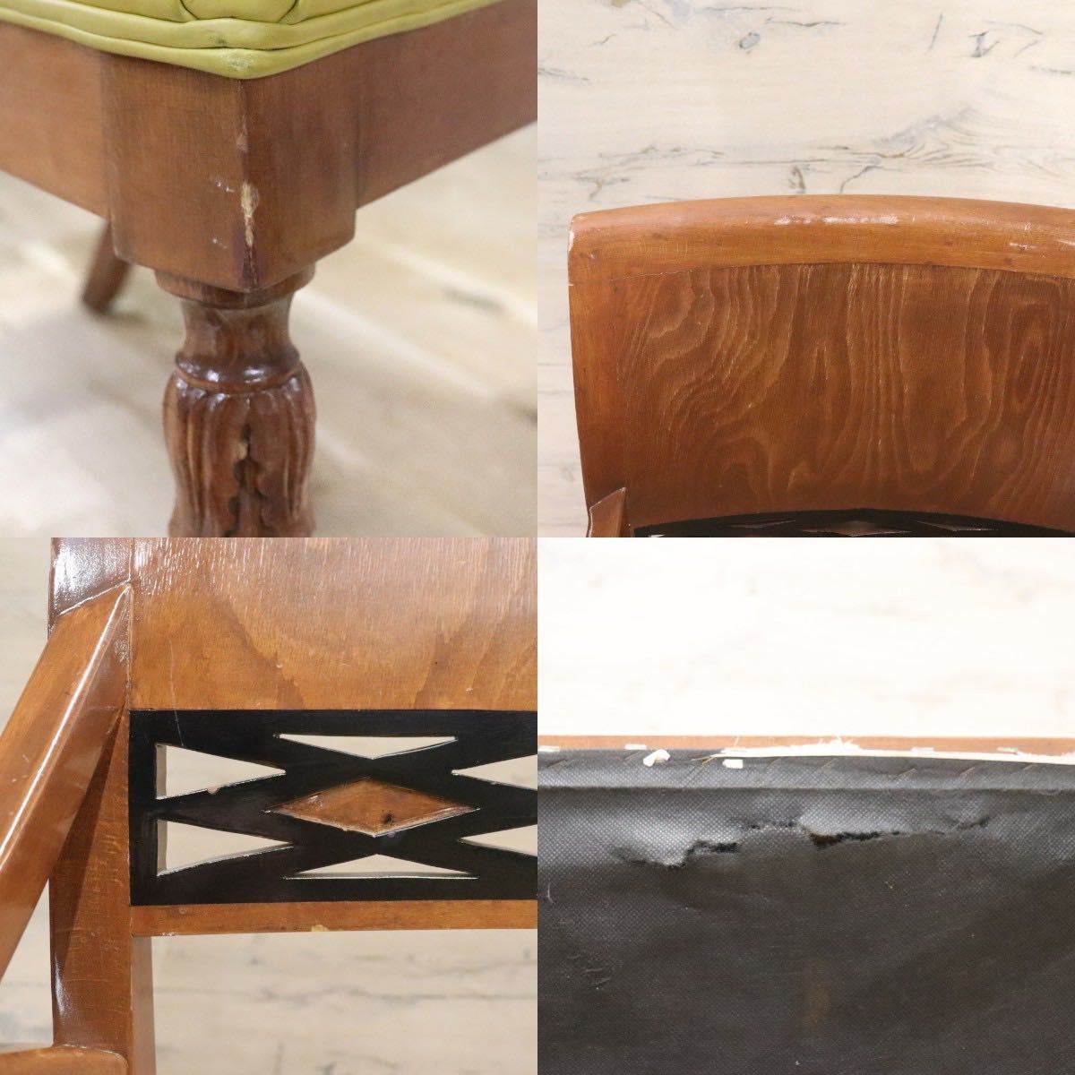 GMGN162A○イタリア製 クラシック モダン ダイニングチェア 椅子 2脚セット セミアームチェア レザー 西洋 アール・ヌーヴォー