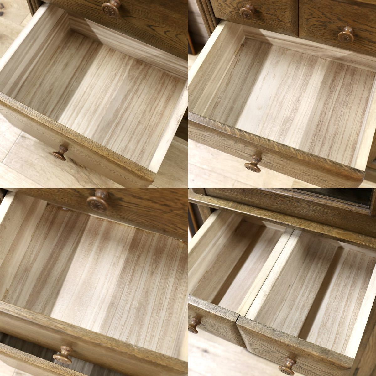 GMFK449○旭川家具 山室家具製作所 ESPOIR エスポアール 食器棚 飾り棚 リビングボード オーク無垢材 レトロ カントリー 約33万