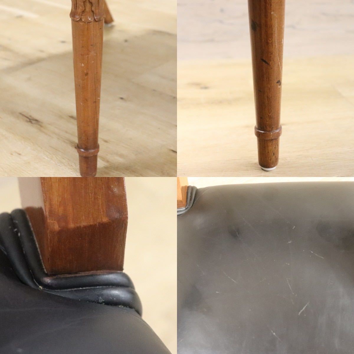 GMGN149C○イタリア製 クラシック モダン ダイニングチェア 椅子 セミアームチェア 本革 レザー 西洋 アール・ヌーヴォー