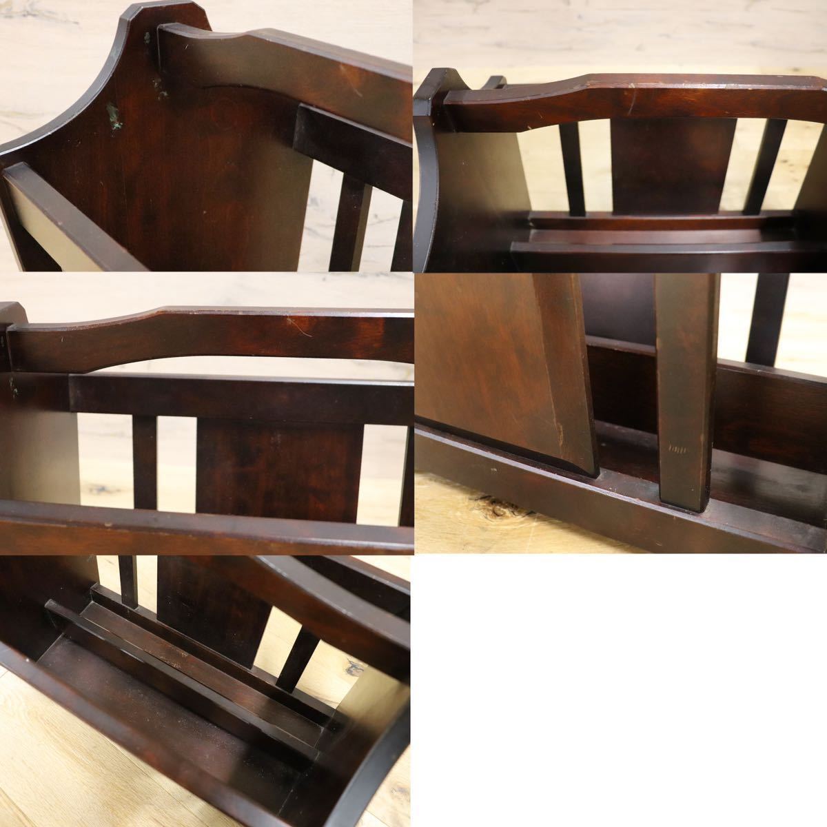 GMGT53○北海道民芸 マガジンラック 本立て 樺材 雑誌入れ ラック オールド モダン 和室 座敷 民芸家具