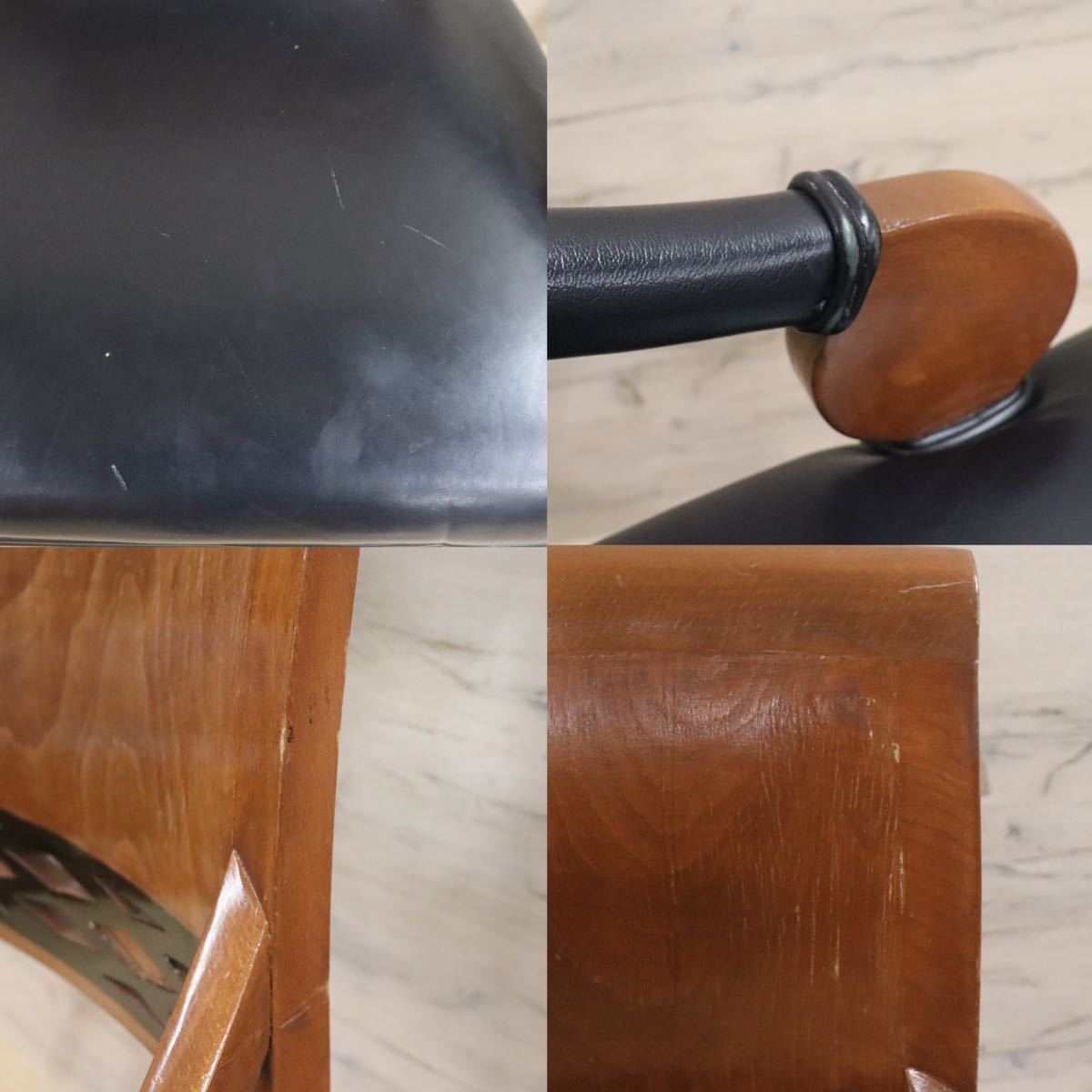 GMGN142A○イタリア製 クラシック モダン ダイニングチェア 椅子 2脚セット セミアームチェア 本革 レザー 西洋 アール・ヌーヴォー