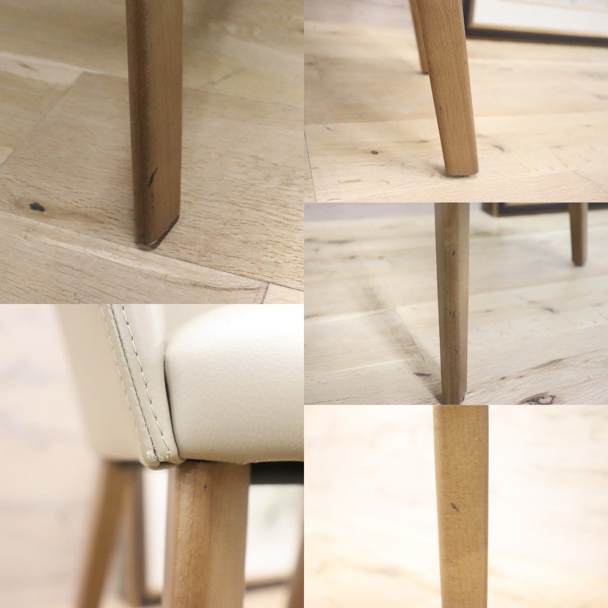 GMGN421D○Andreu World / アンドリュー・ワールド Brandy アームチェア 椅子 本革 レザー ベージュ モダン 定価約20万 展示品