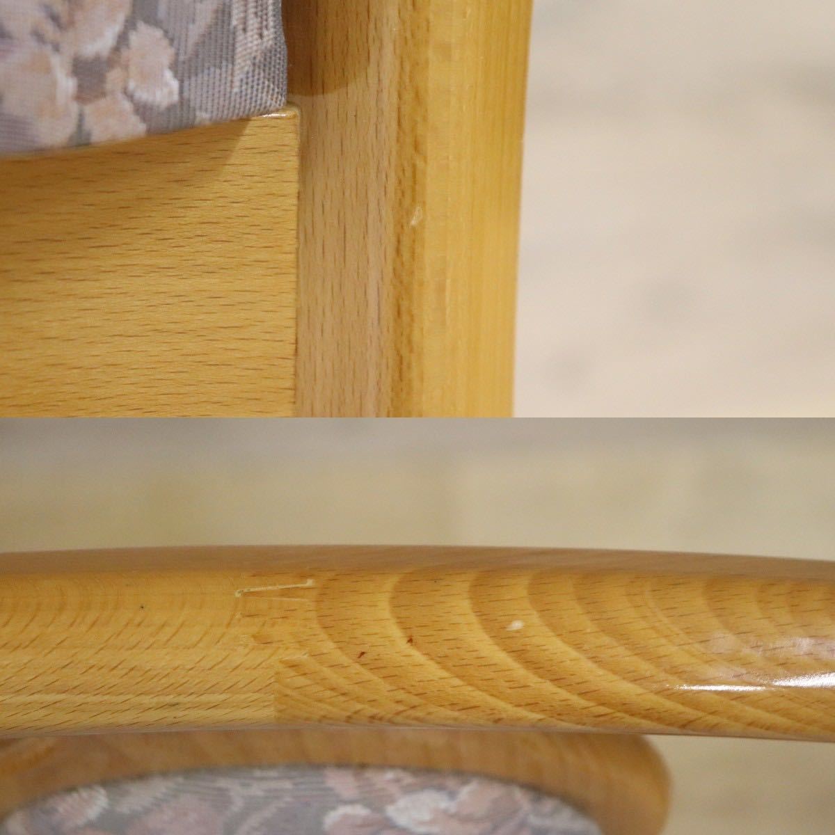 GMFK17○大塚化学木製建具 ドレッサーチェア スツール 椅子 オーク材 ファブリック エレガント 花柄 美品